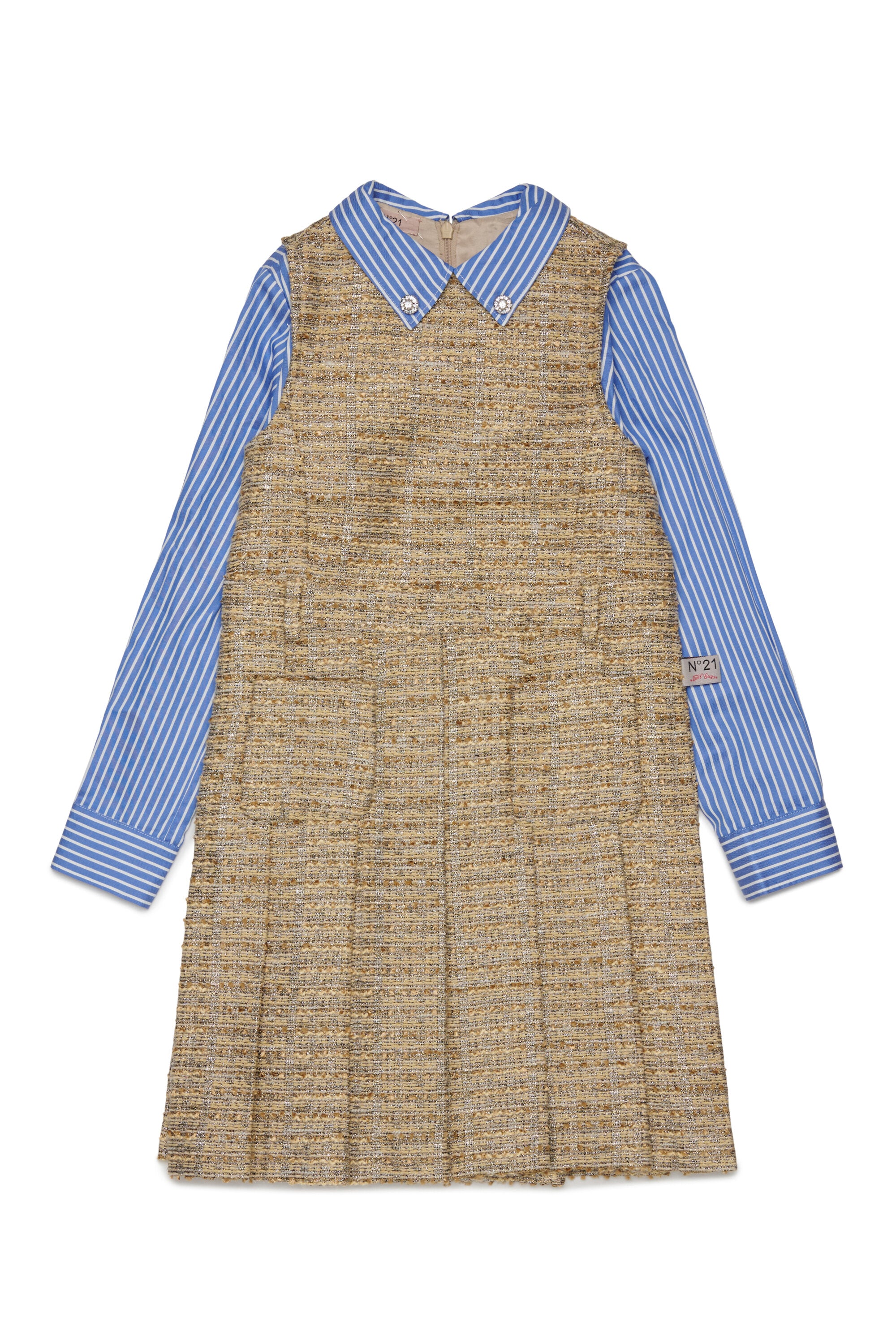 Dress with striped collar