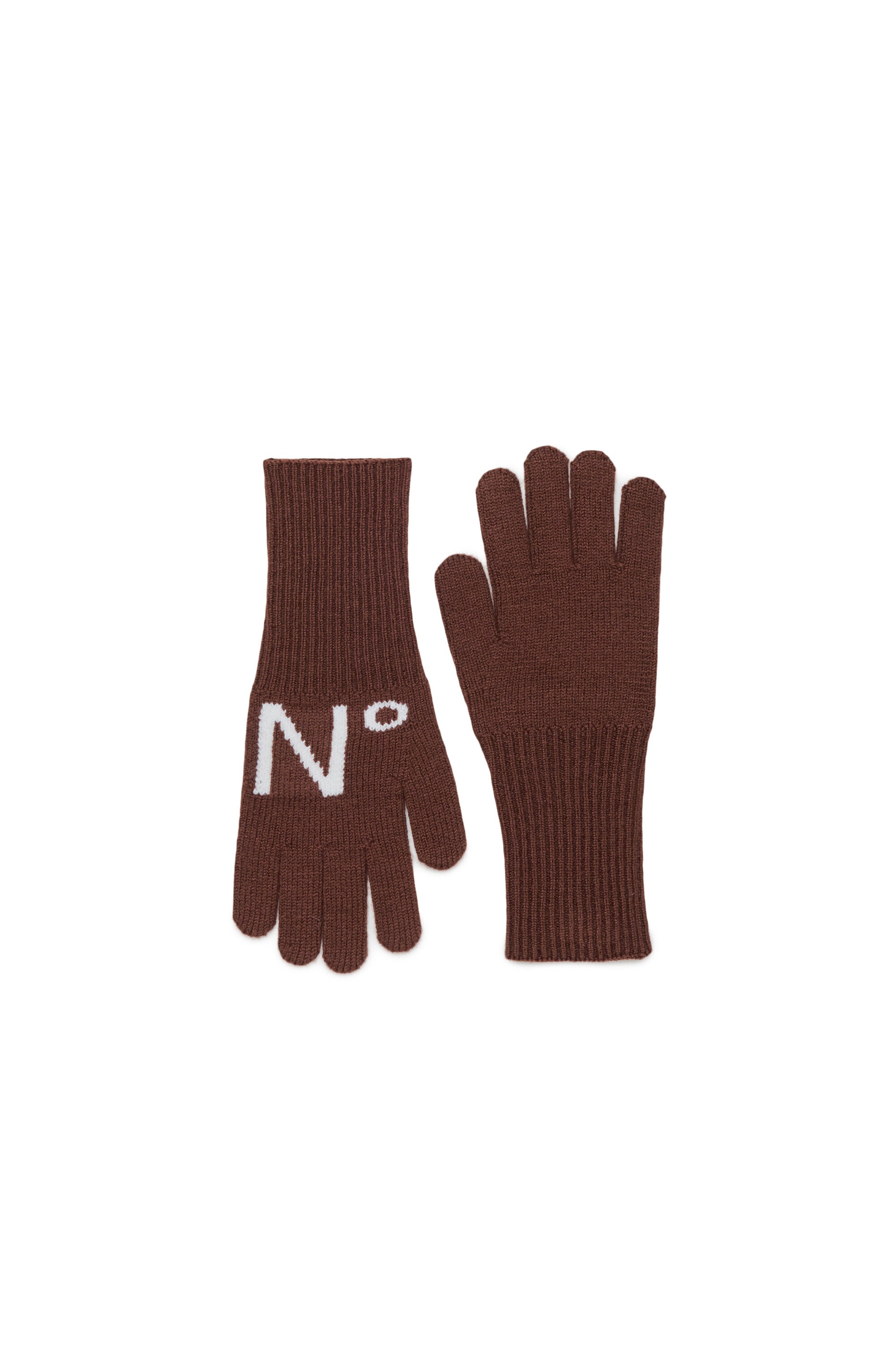 Knitted gloves with logo