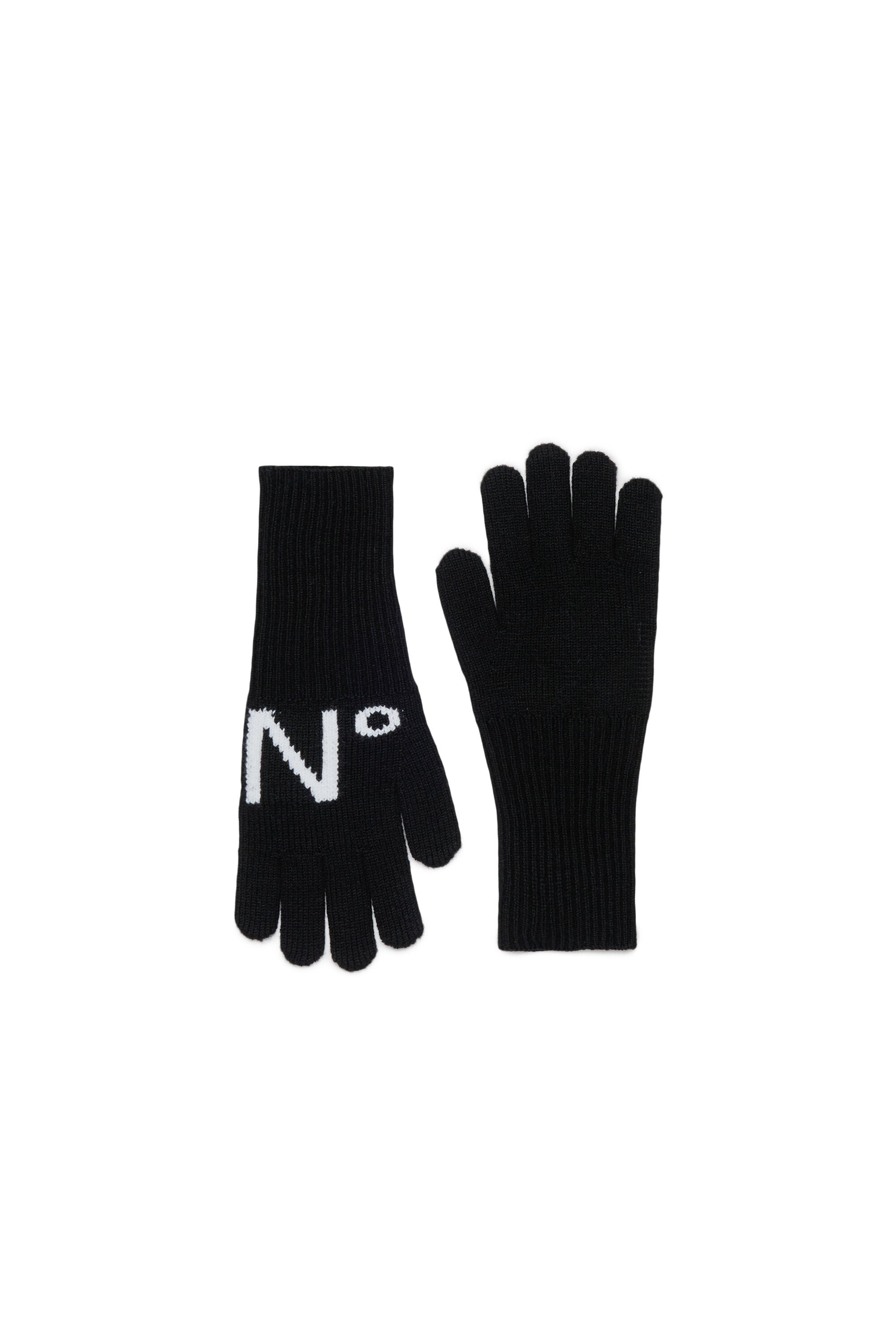 Knitted gloves with logo
