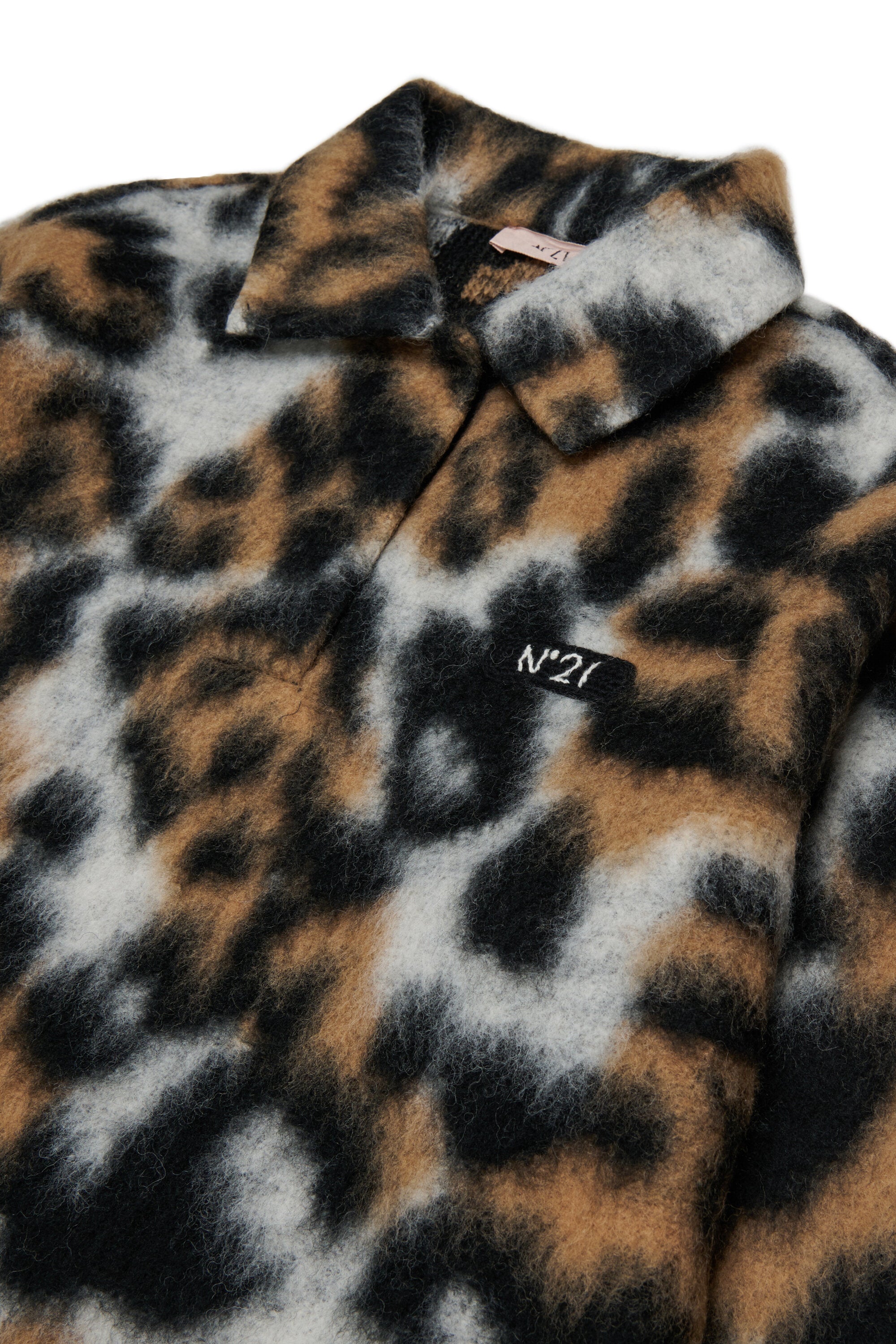 Animal print pullover with collar
