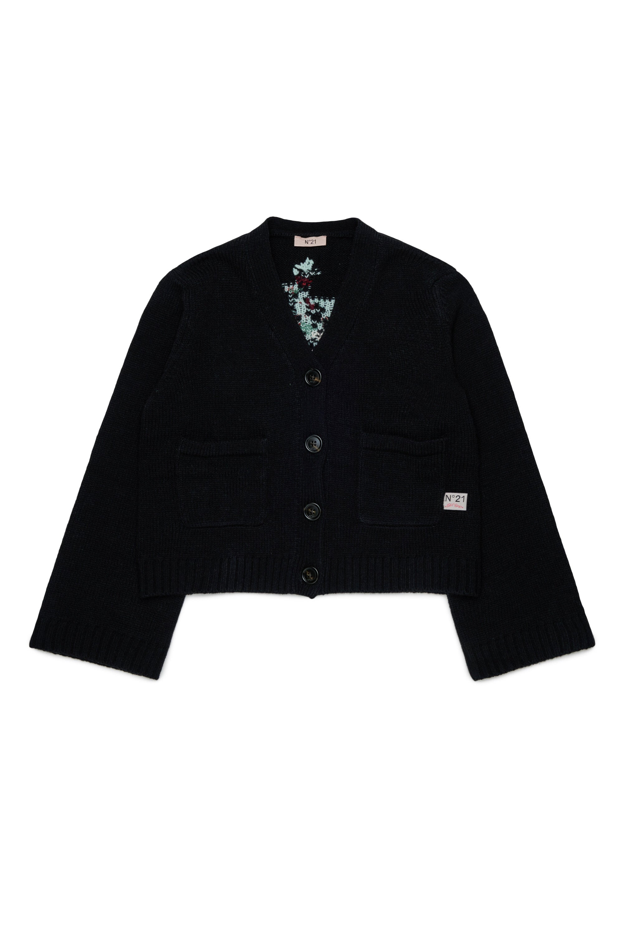 Cardigan mit Blumenstickerei auf der Rückseite