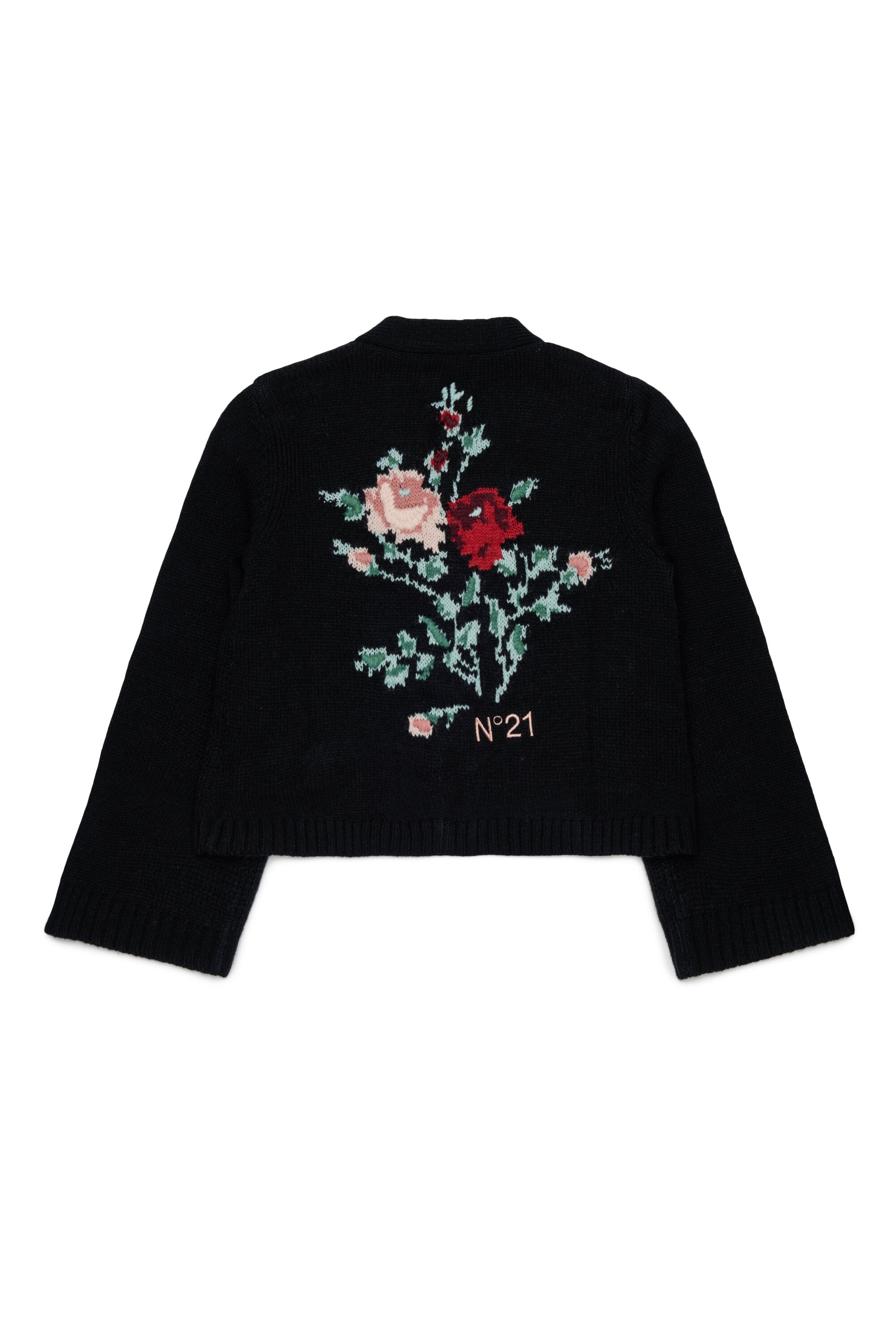 Cardigan mit Blumenstickerei auf der Rückseite