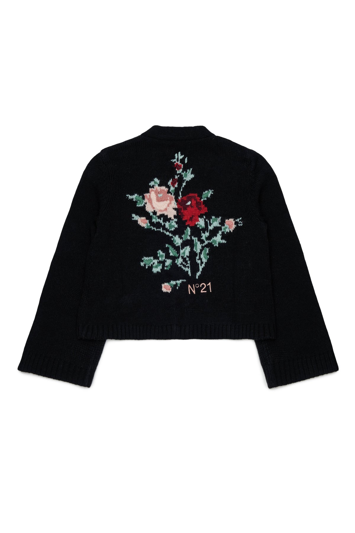 Cardigan with floral embroidery on the back