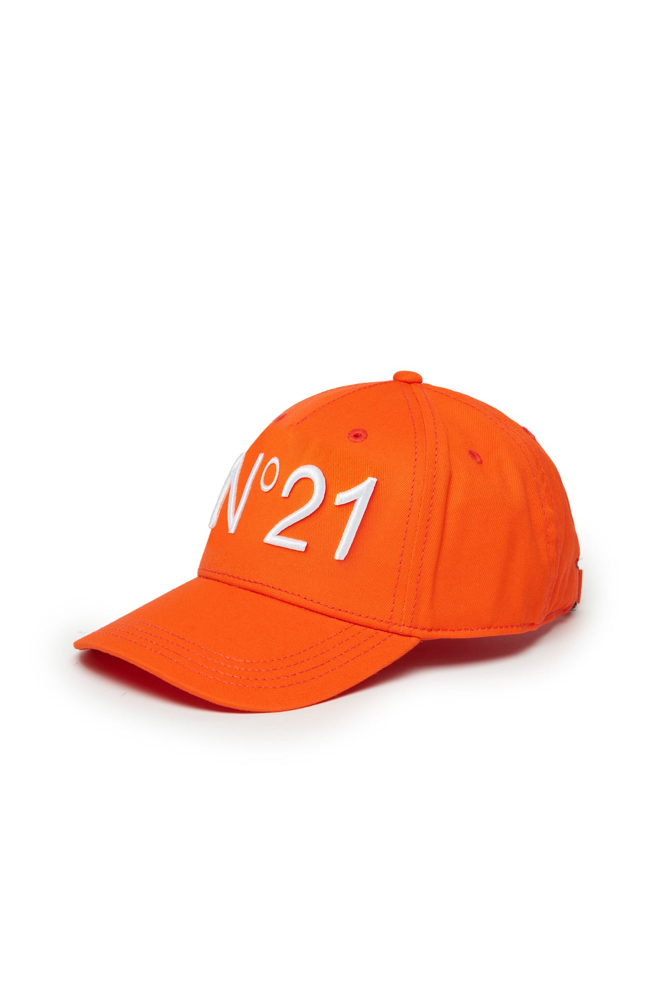 Fluo orange gabardine baseball cap with logo 