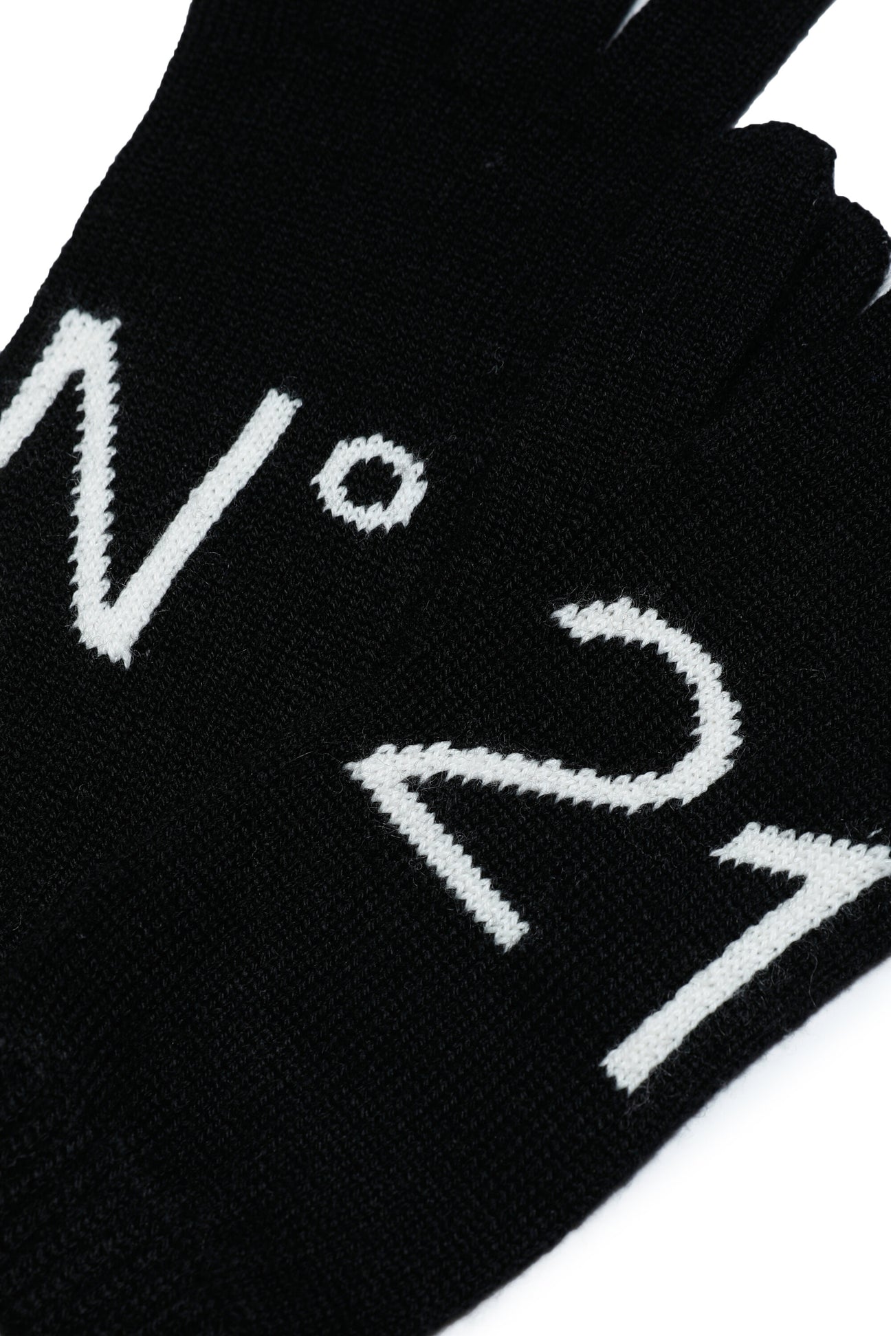 Guanti neri in maglia con logo Guanti neri in maglia con logo
