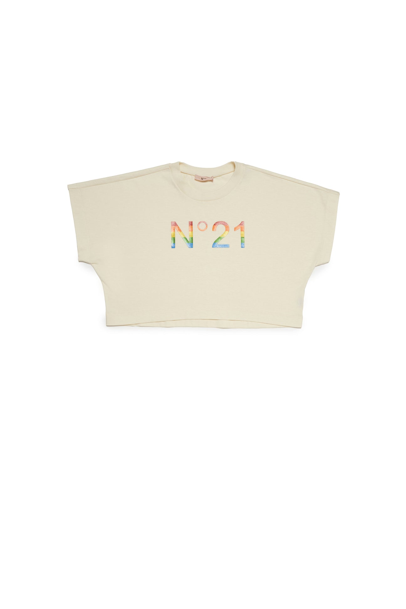 Multicolor branded cropped T-shirt 