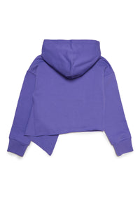 Asymmetric hooded sweatshirt with logo stamped