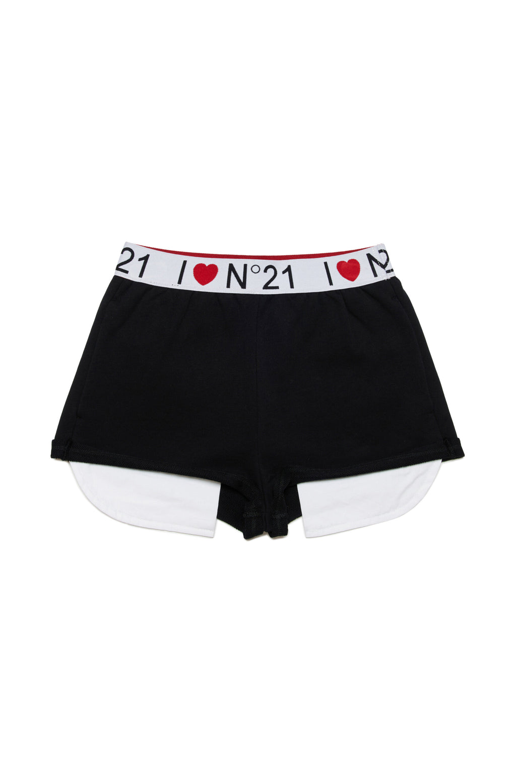 Fleece shorts branded with I Love N°21 logo