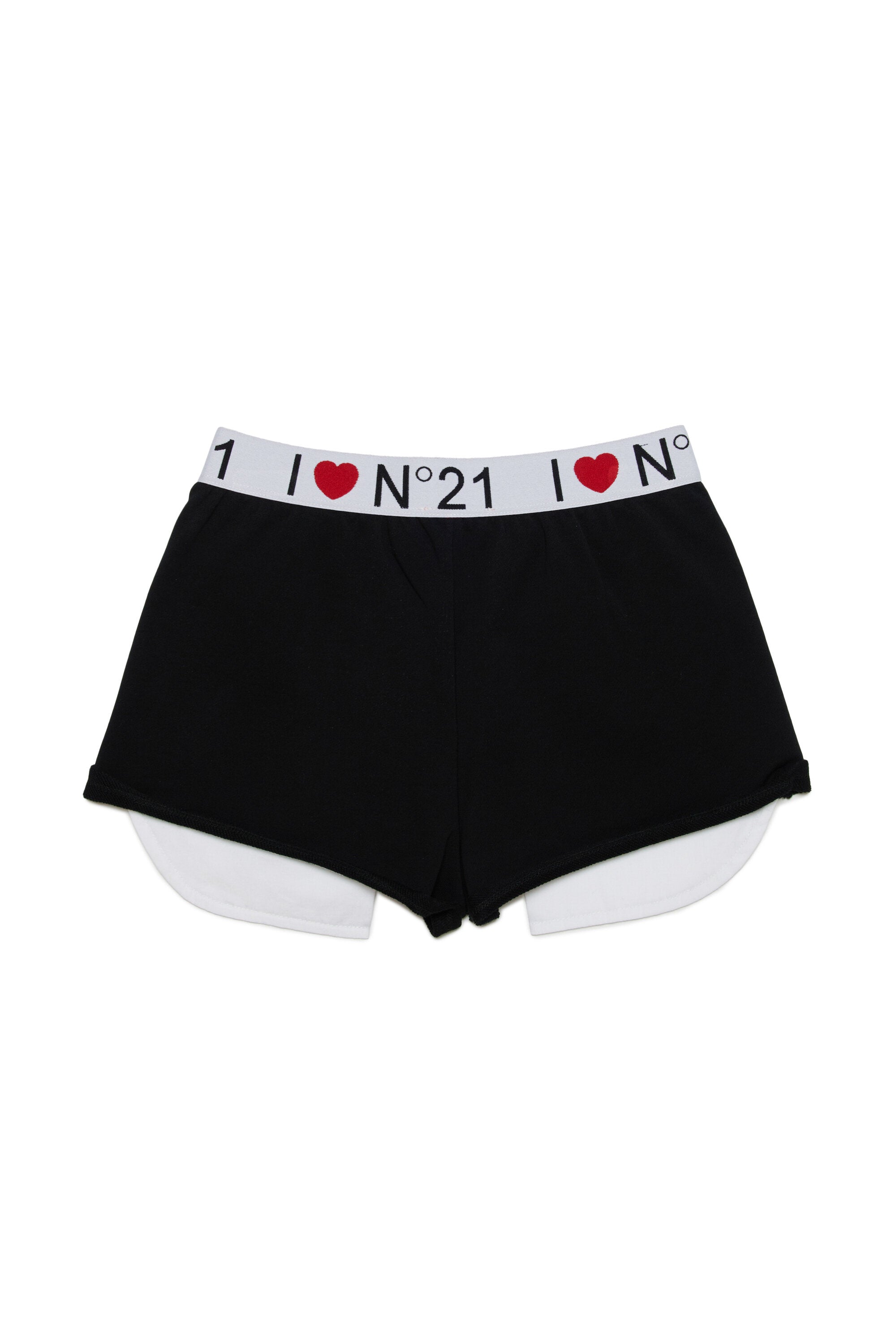 Fleece shorts branded with I Love N°21 logo