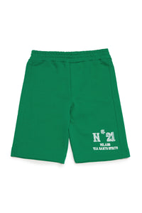 Fleece shorts with N°21 Milano logo