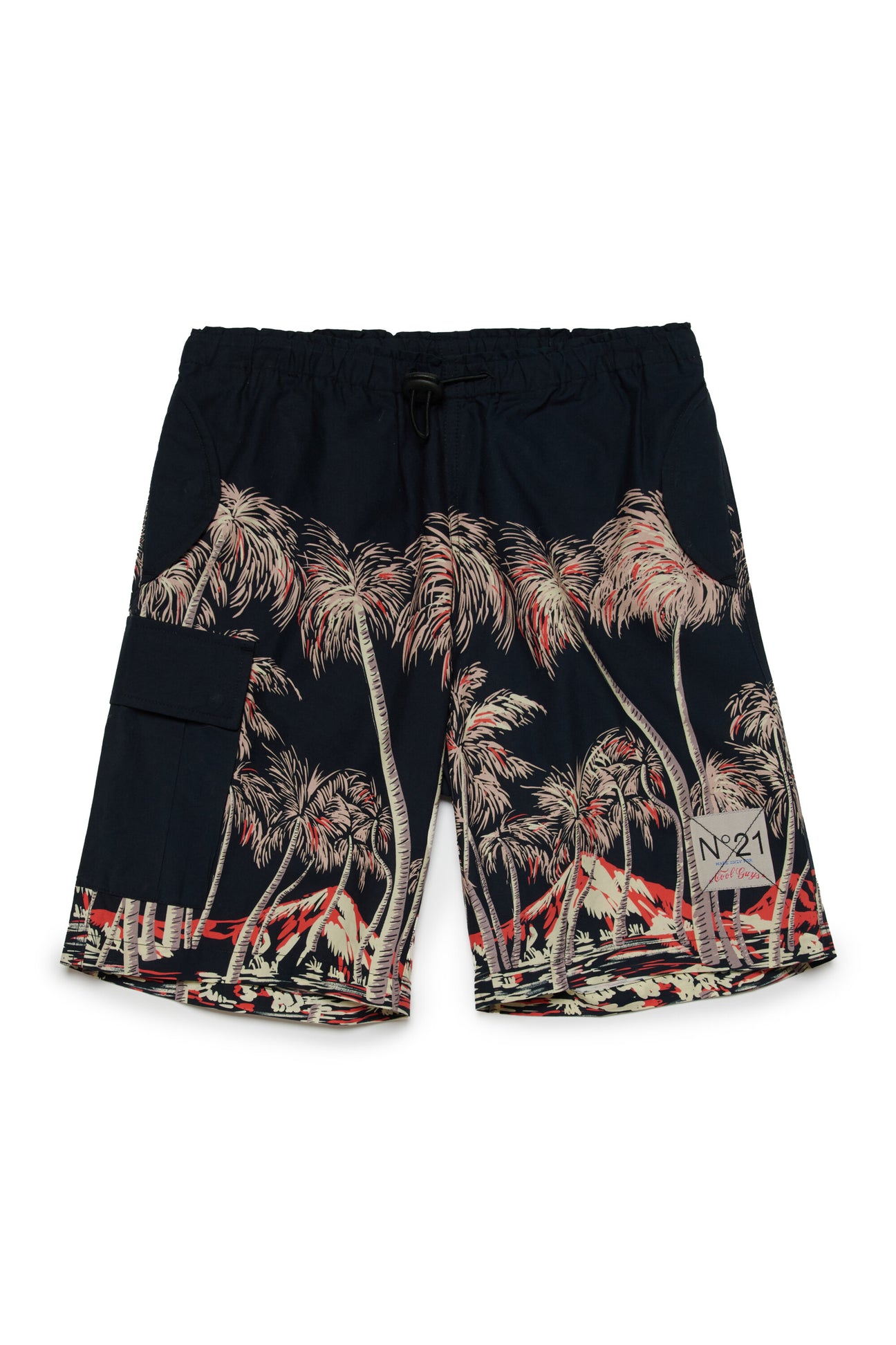 Pantalones cortos de popelín con estampado de palmeras Pantalones cortos de popelín con estampado de palmeras