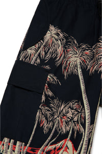Pantalones cortos de popelín con estampado de palmeras