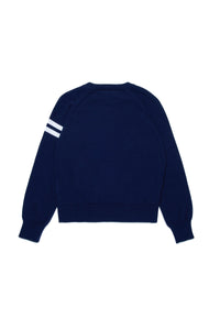 Crew-neck pullover with inlay logo
