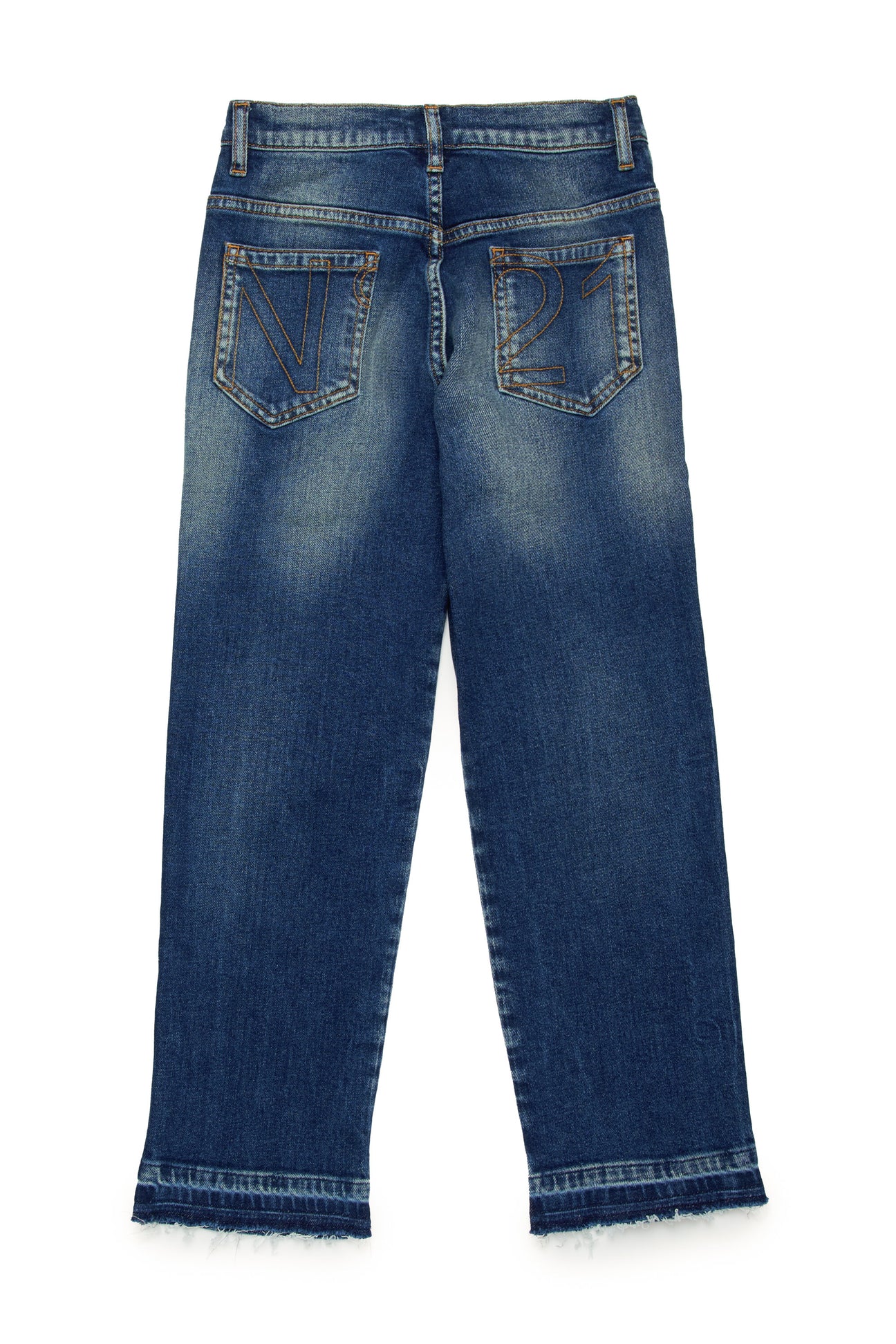 Jeans straight azul oscuro con efecto desgastado Jeans straight azul oscuro con efecto desgastado