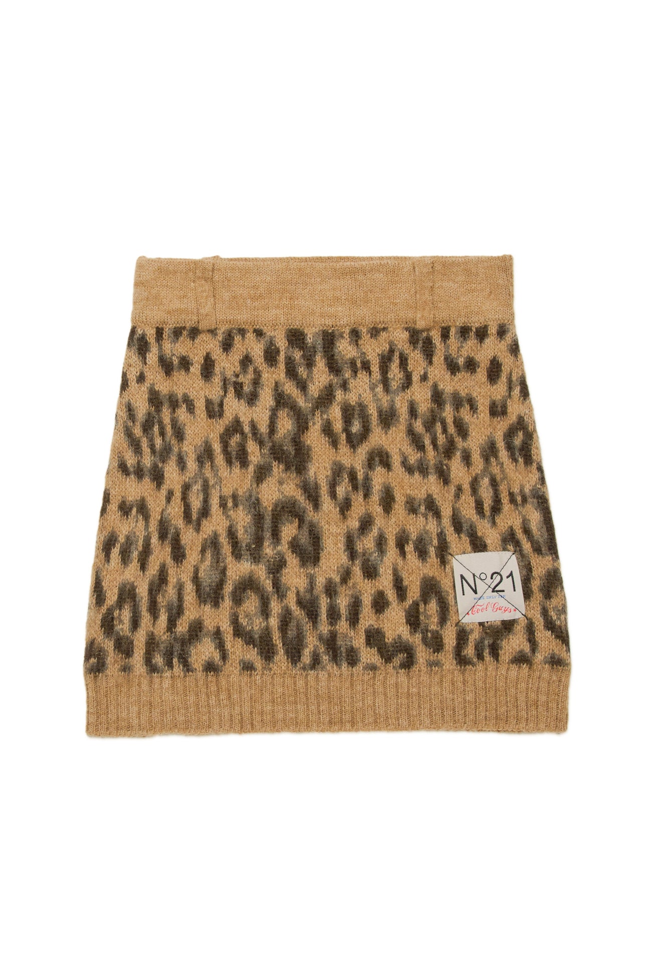 Minigonna in misto lana leopardata 