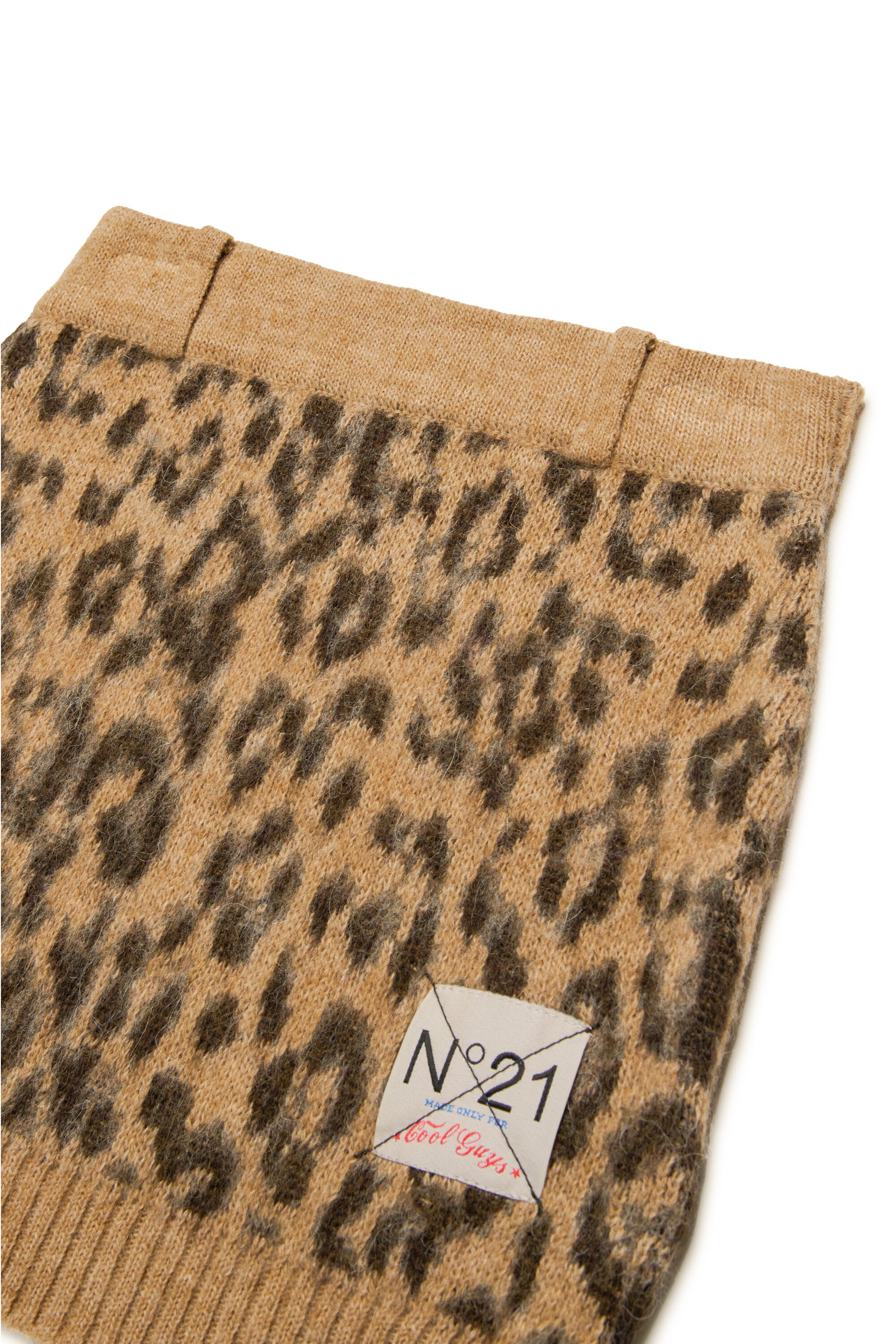 Minifalda en mezcla de lana con estampado de leopardo