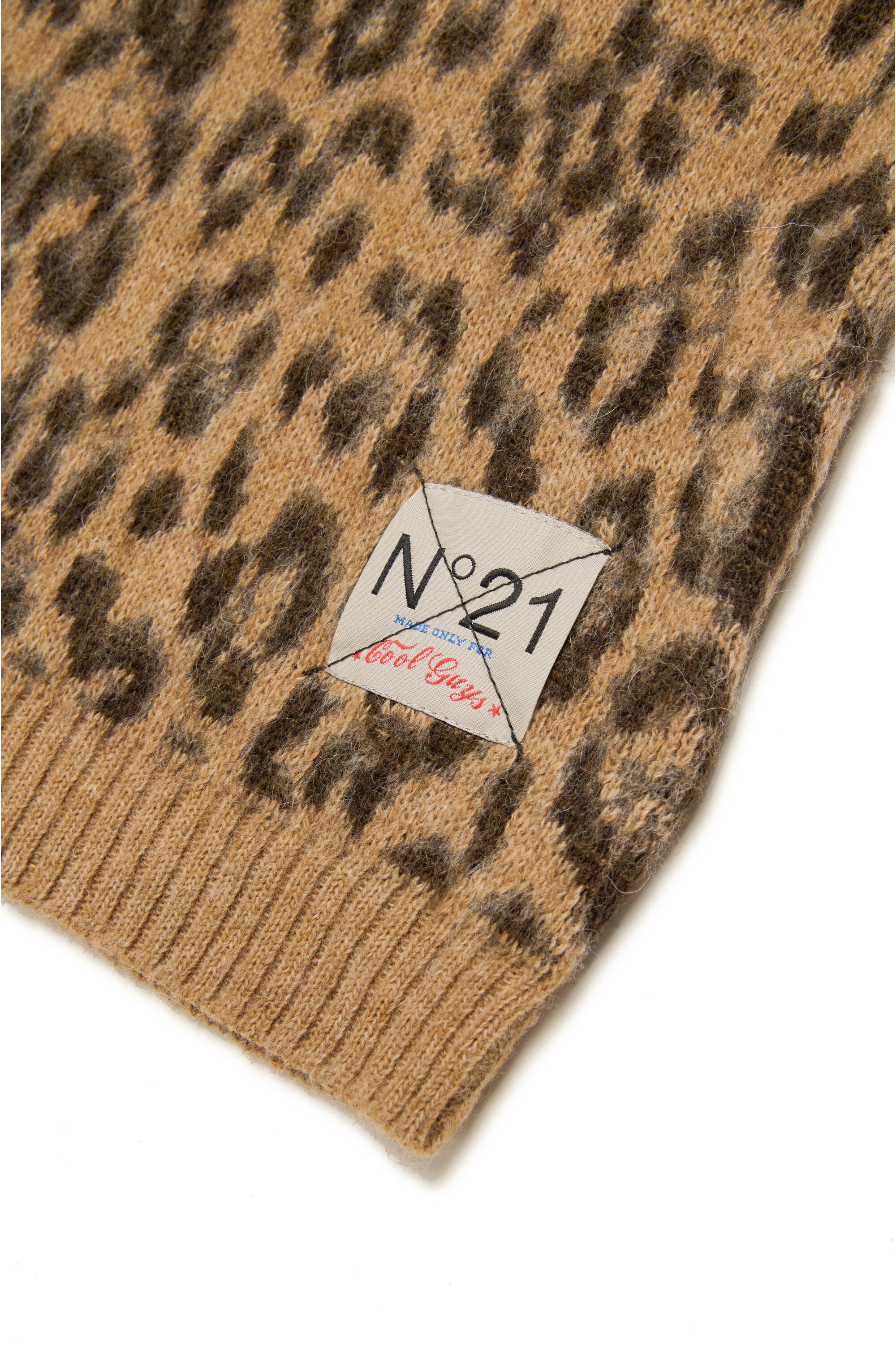 Minifalda en mezcla de lana con estampado de leopardo