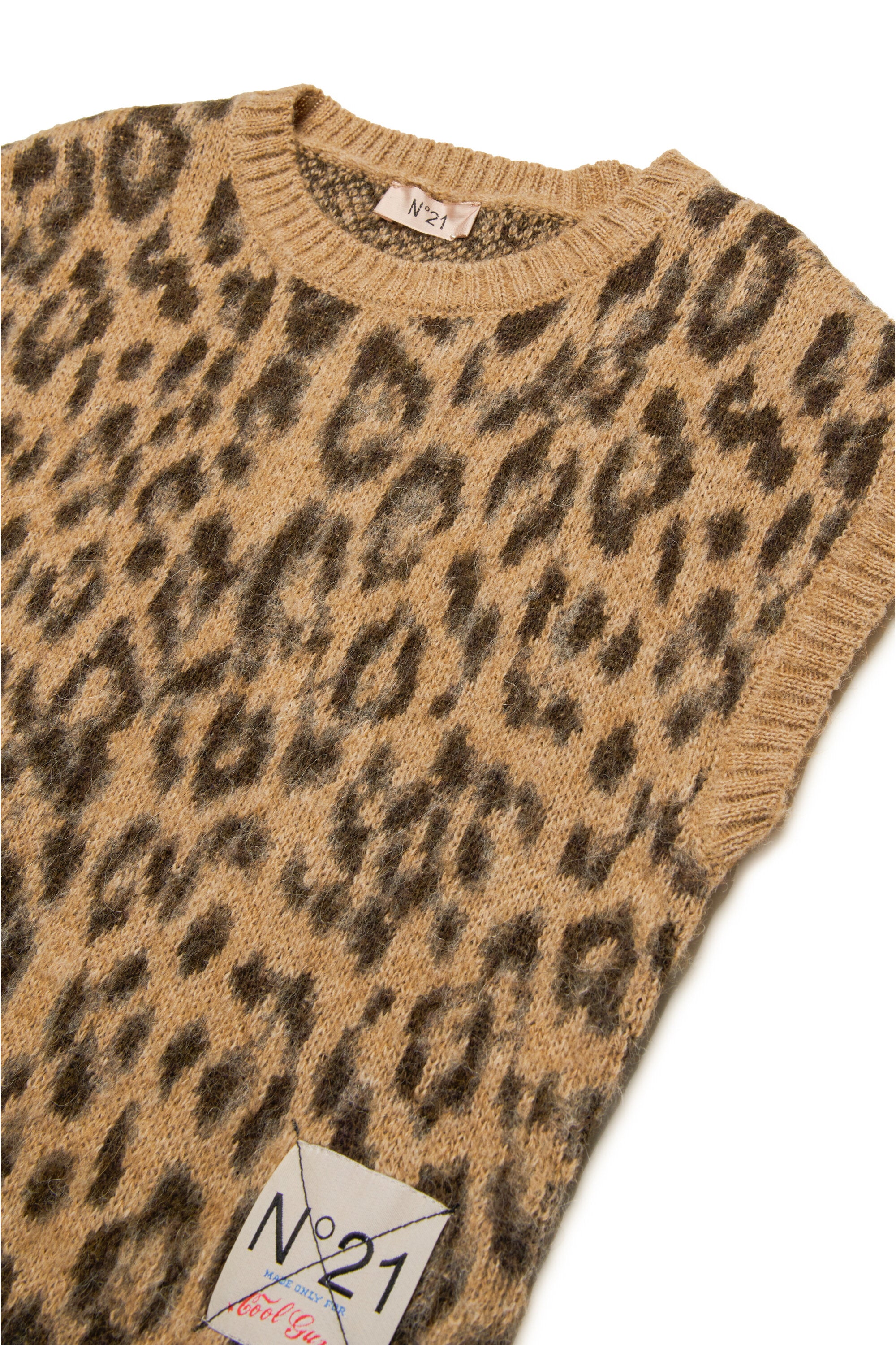 Gilet in misto lana leopardato