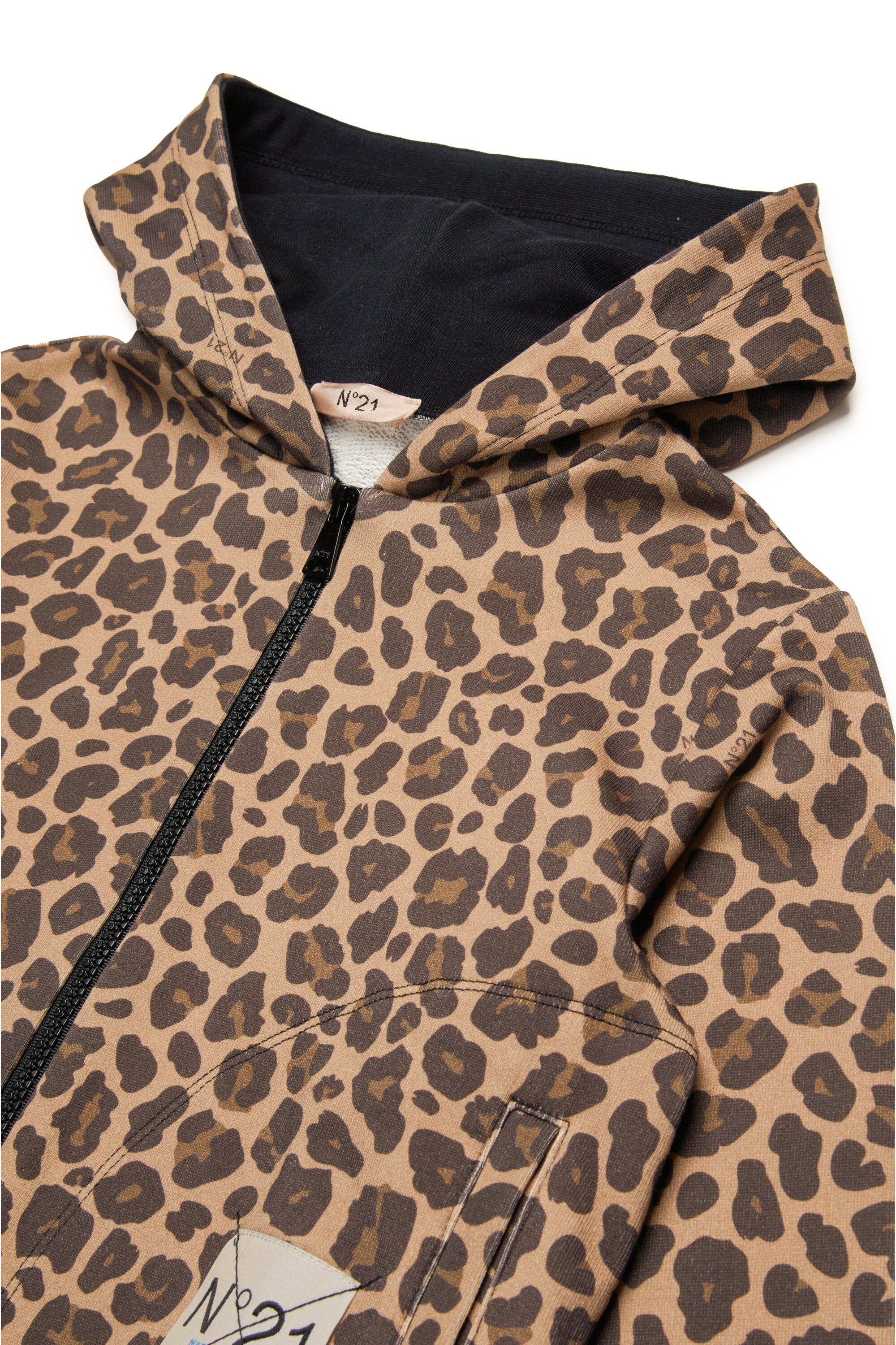 Leopard print hooded sweatshirt