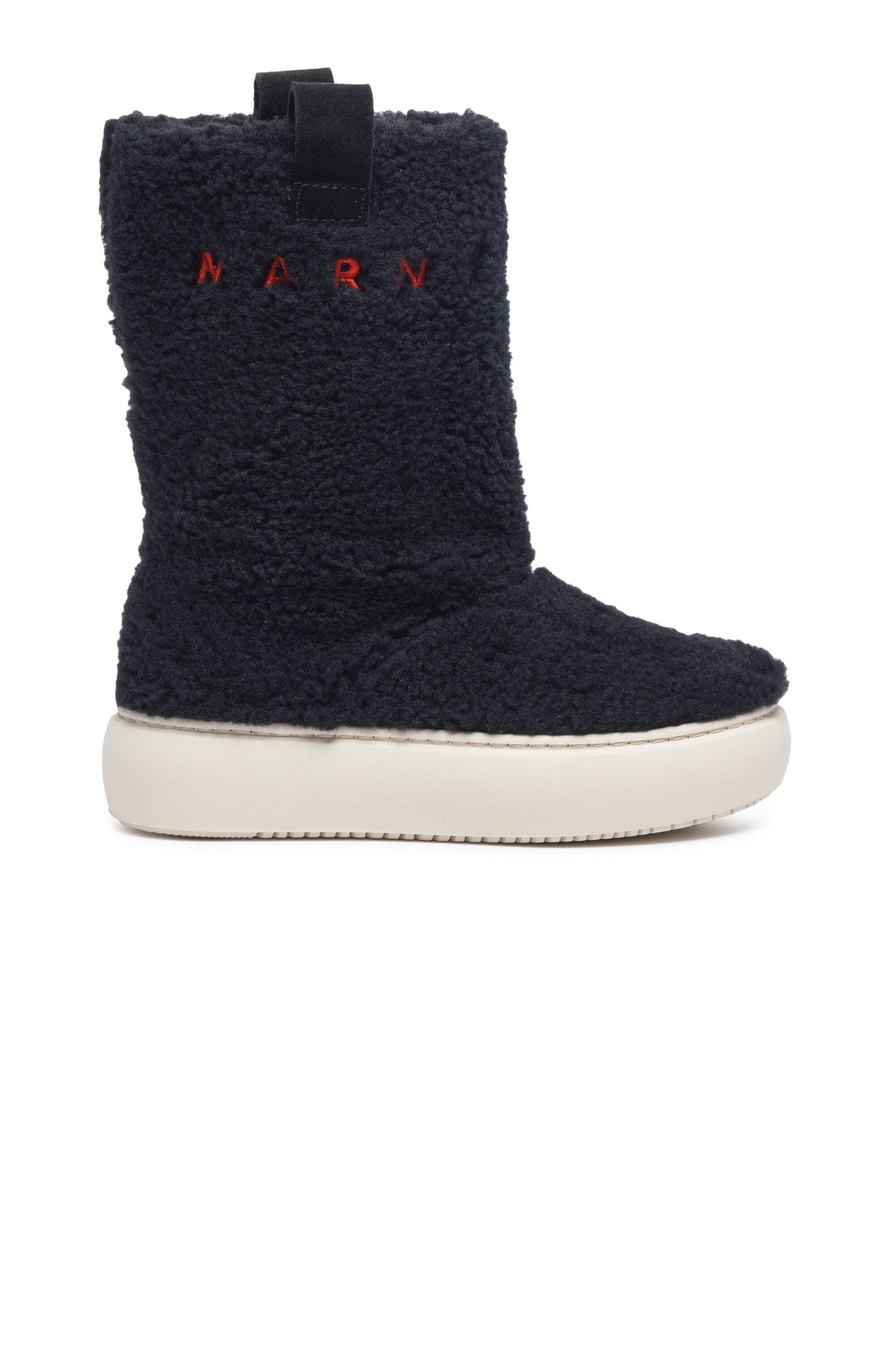 Shearling effect high boots with logo 
