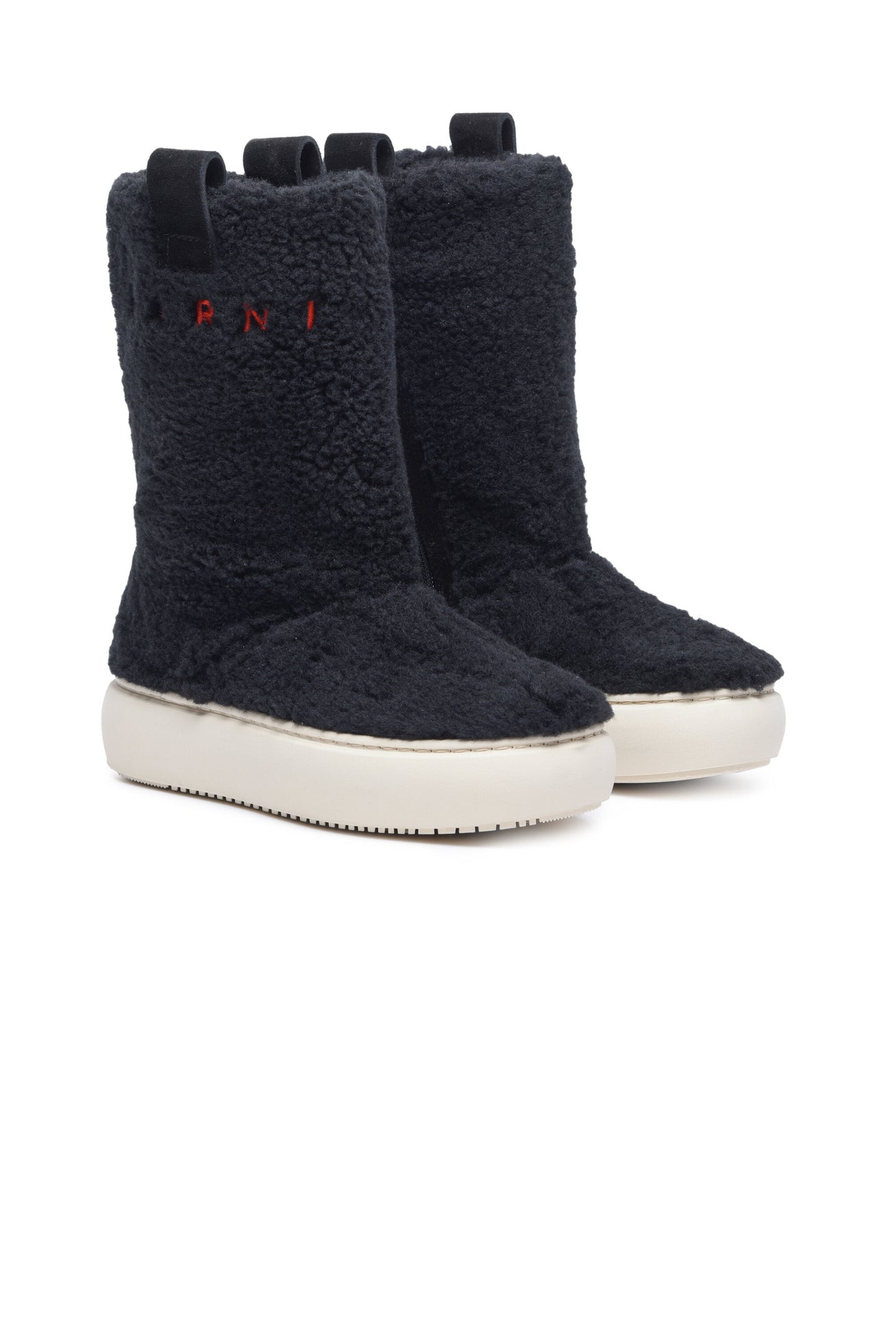 Shearling effect high boots with logo Shearling effect high boots with logo