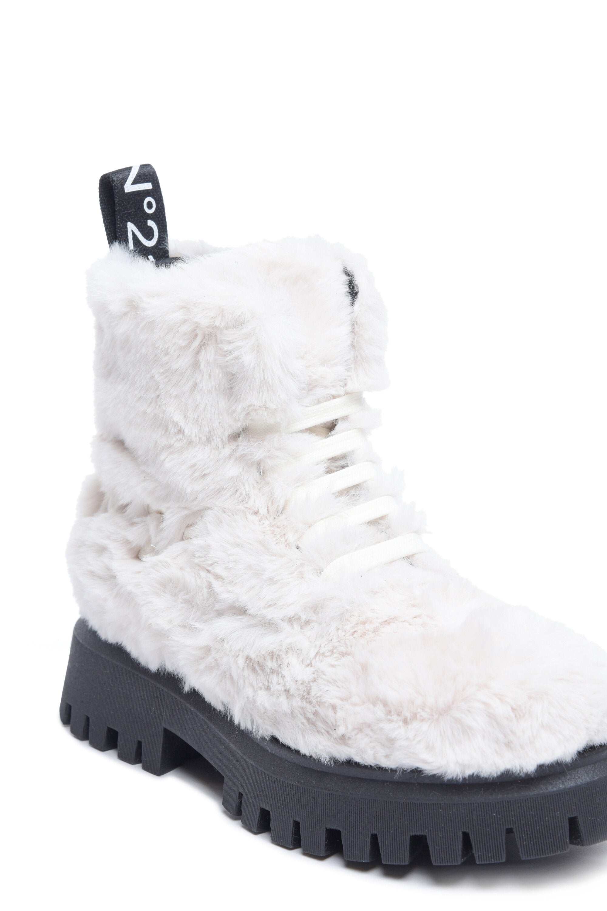Shearling-effect high boots with logo