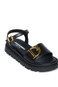 Puffy sandals with D2 logo