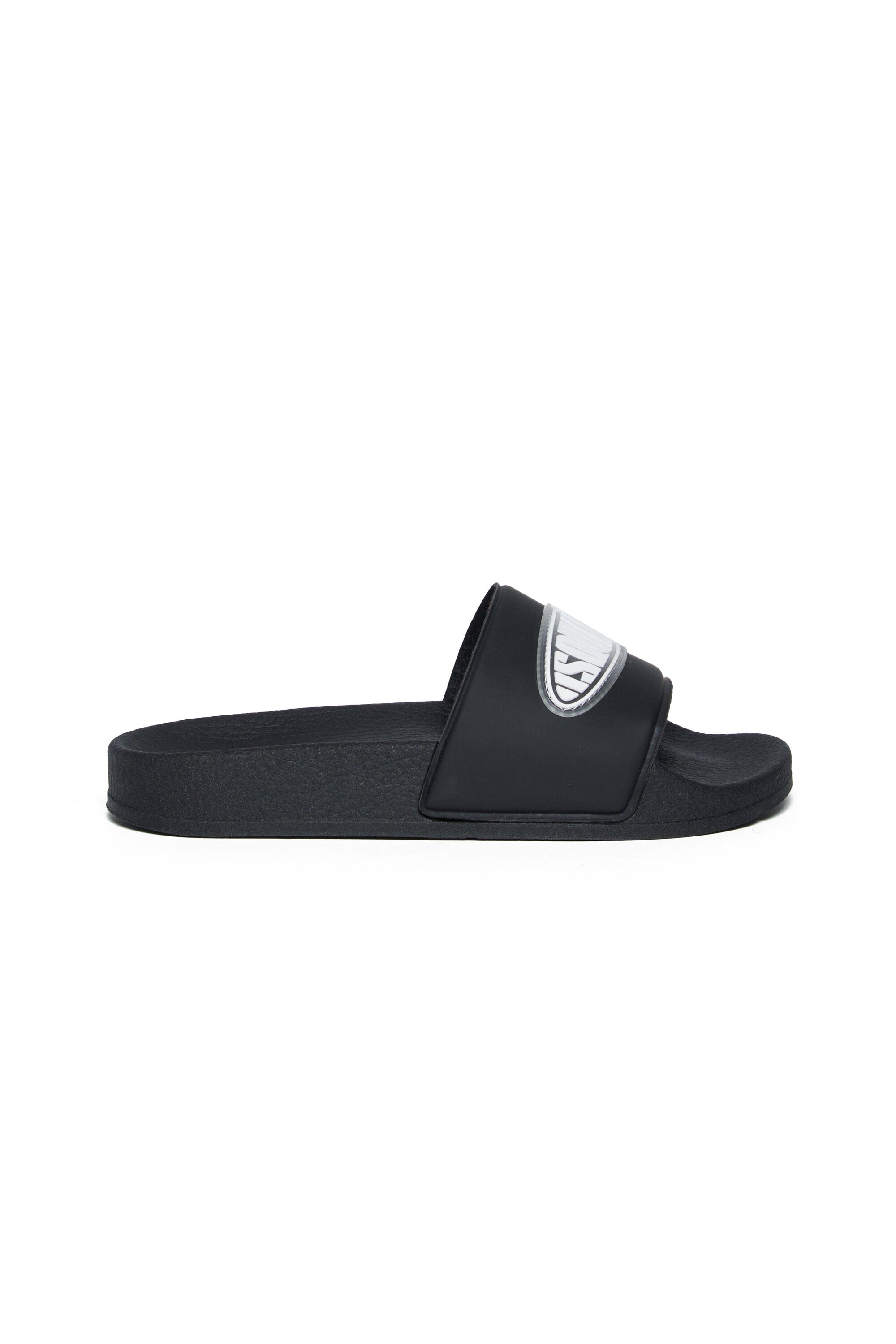 Slide slippers with surf logo patch