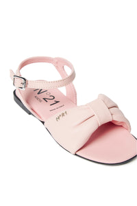 Leather sandals with bow