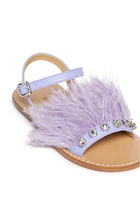 Sandals with feathers and rhinestones