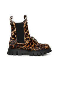 Botas Chelsea de piel con estampado de leopardo