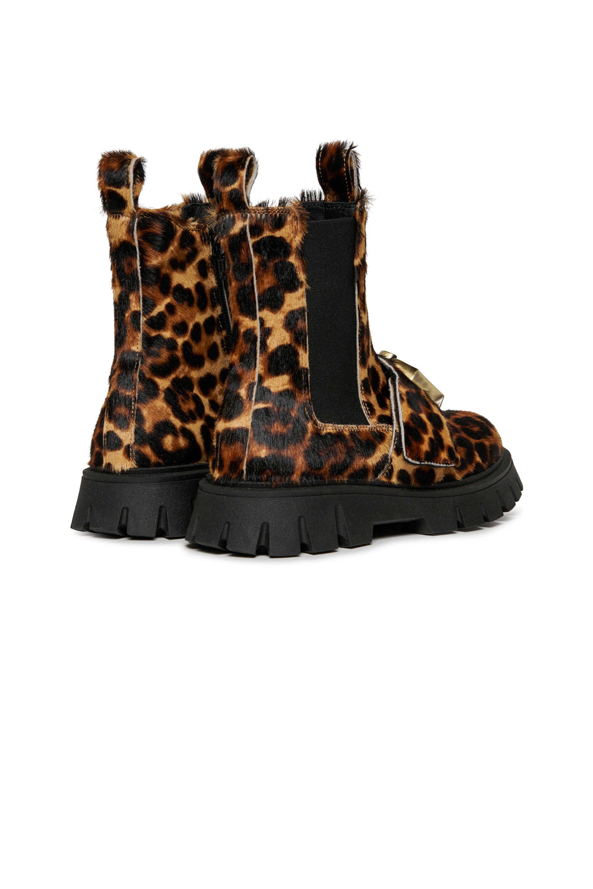 Botas Chelsea de piel con estampado de leopardo