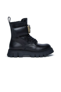 Botas militares de piel con logo