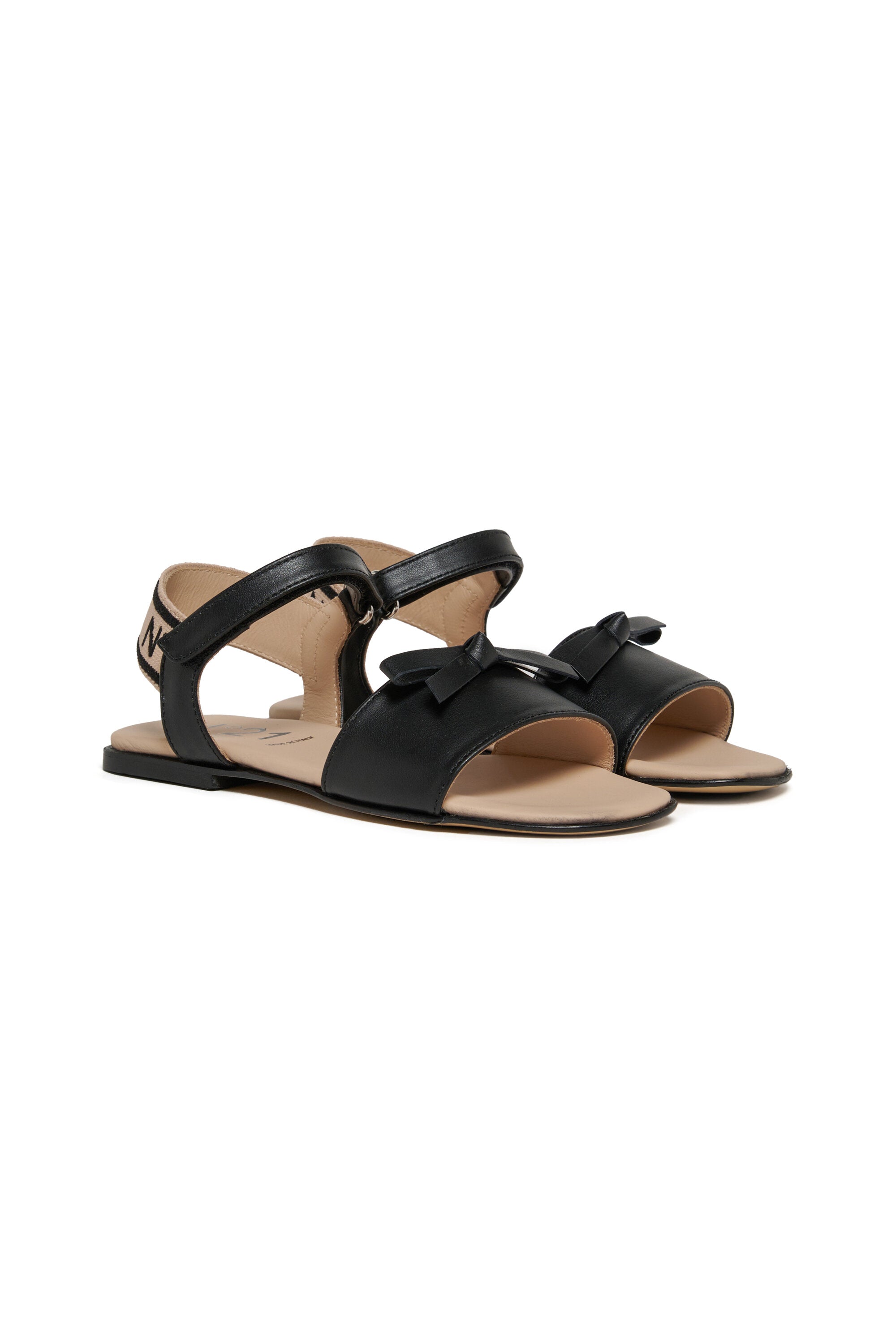 Sandali in pelle con fiocco