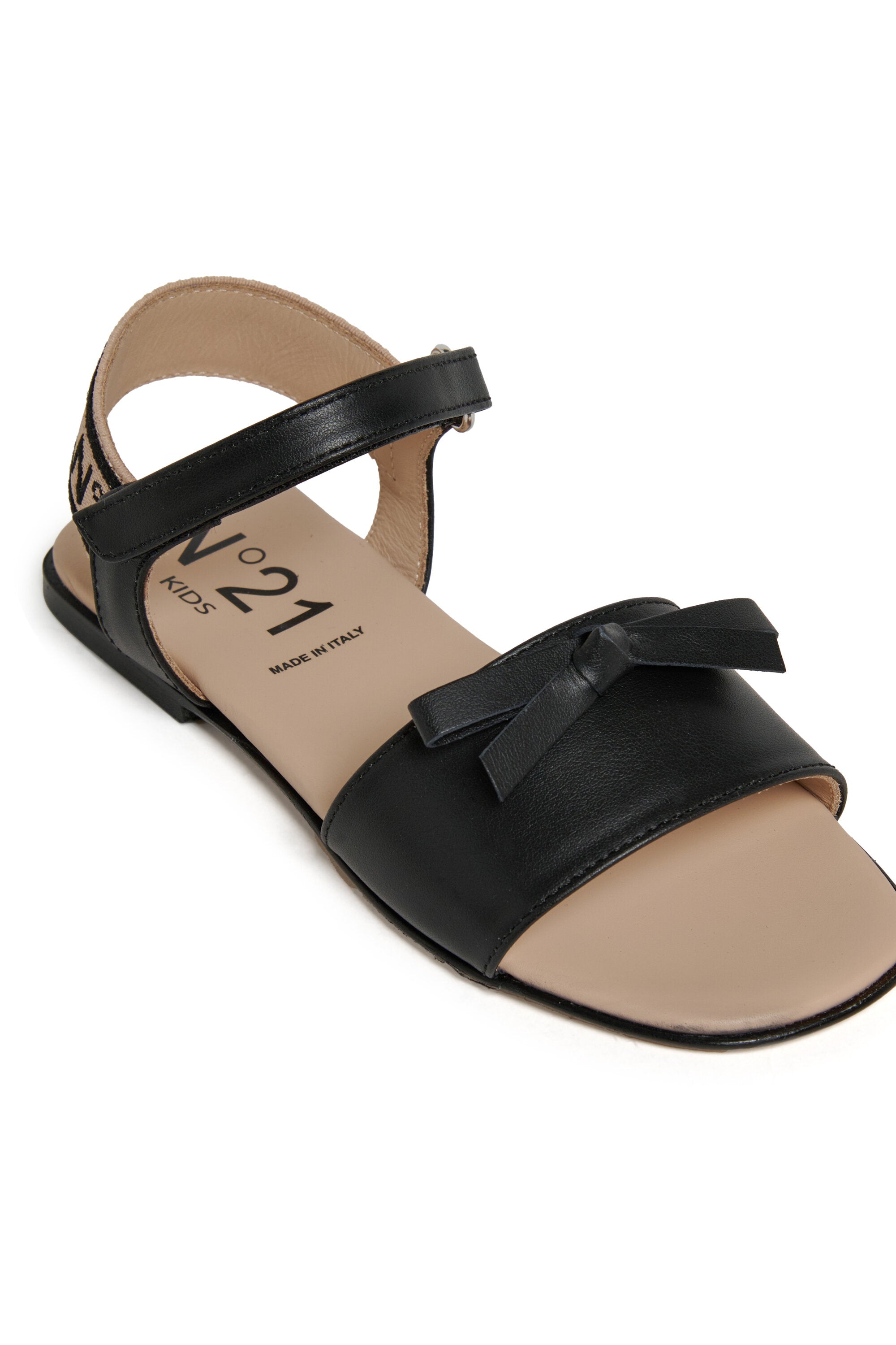 Sandali in pelle con fiocco