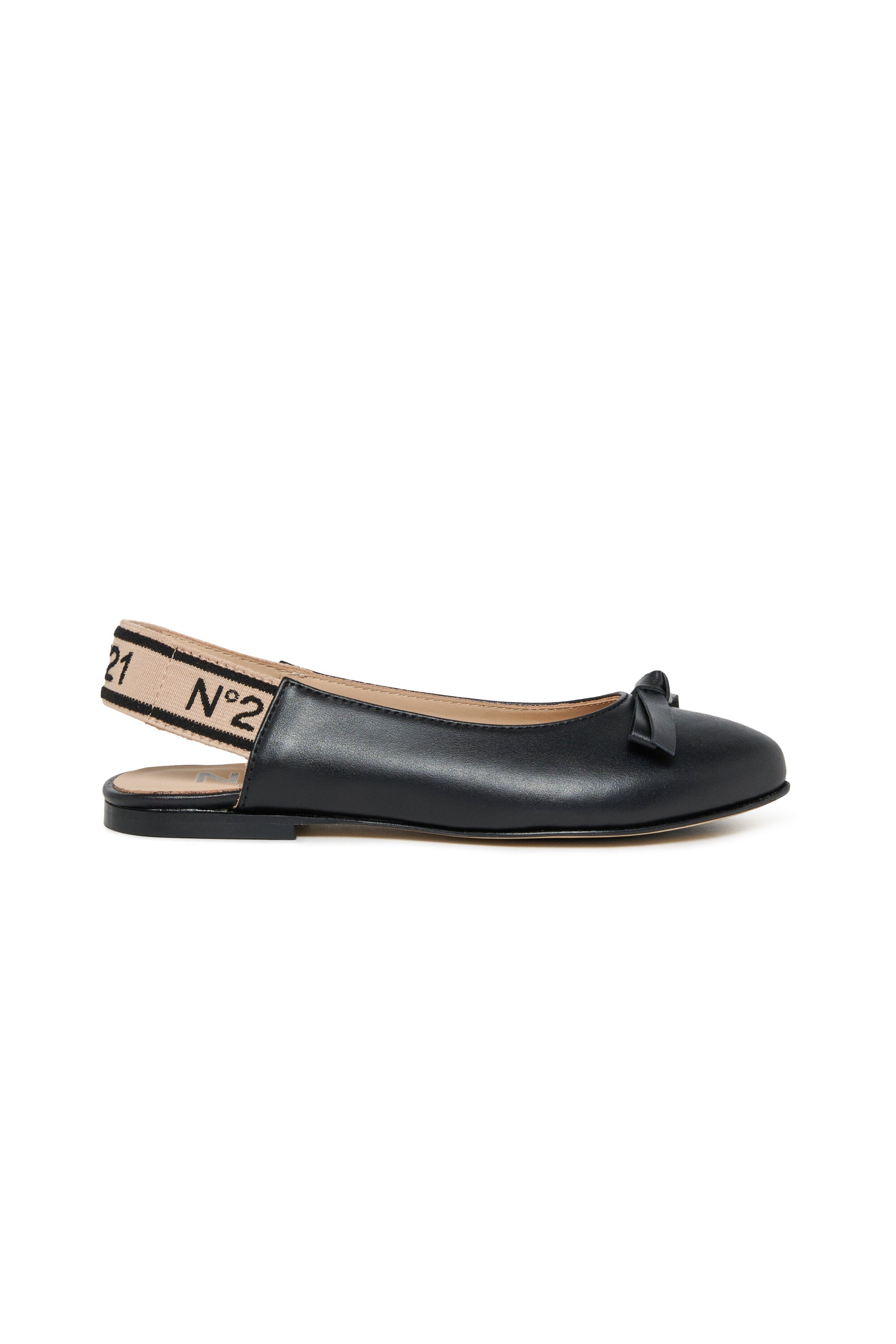 Ballerine slingback in pelle con fiocco