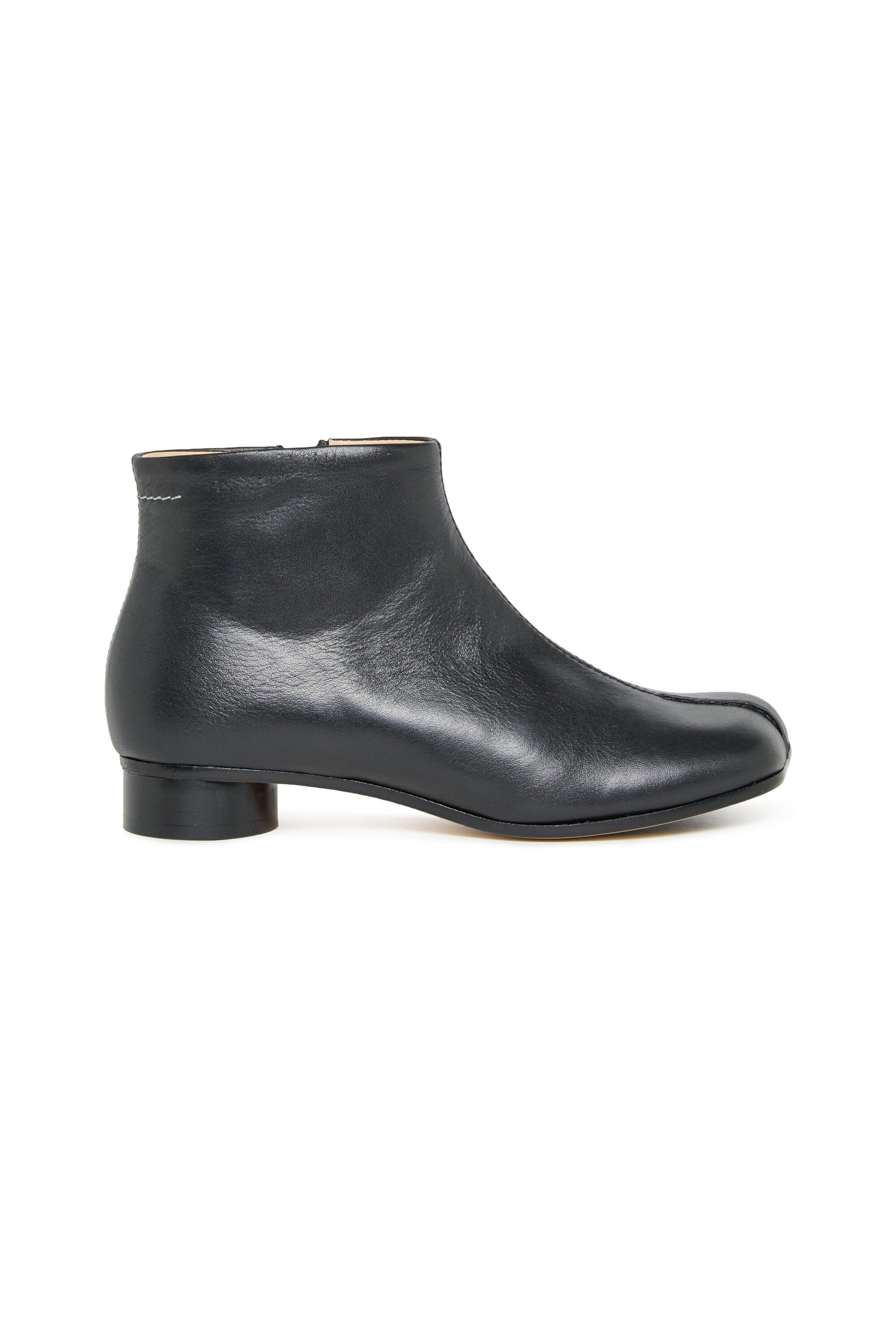 Low leather boots with heels