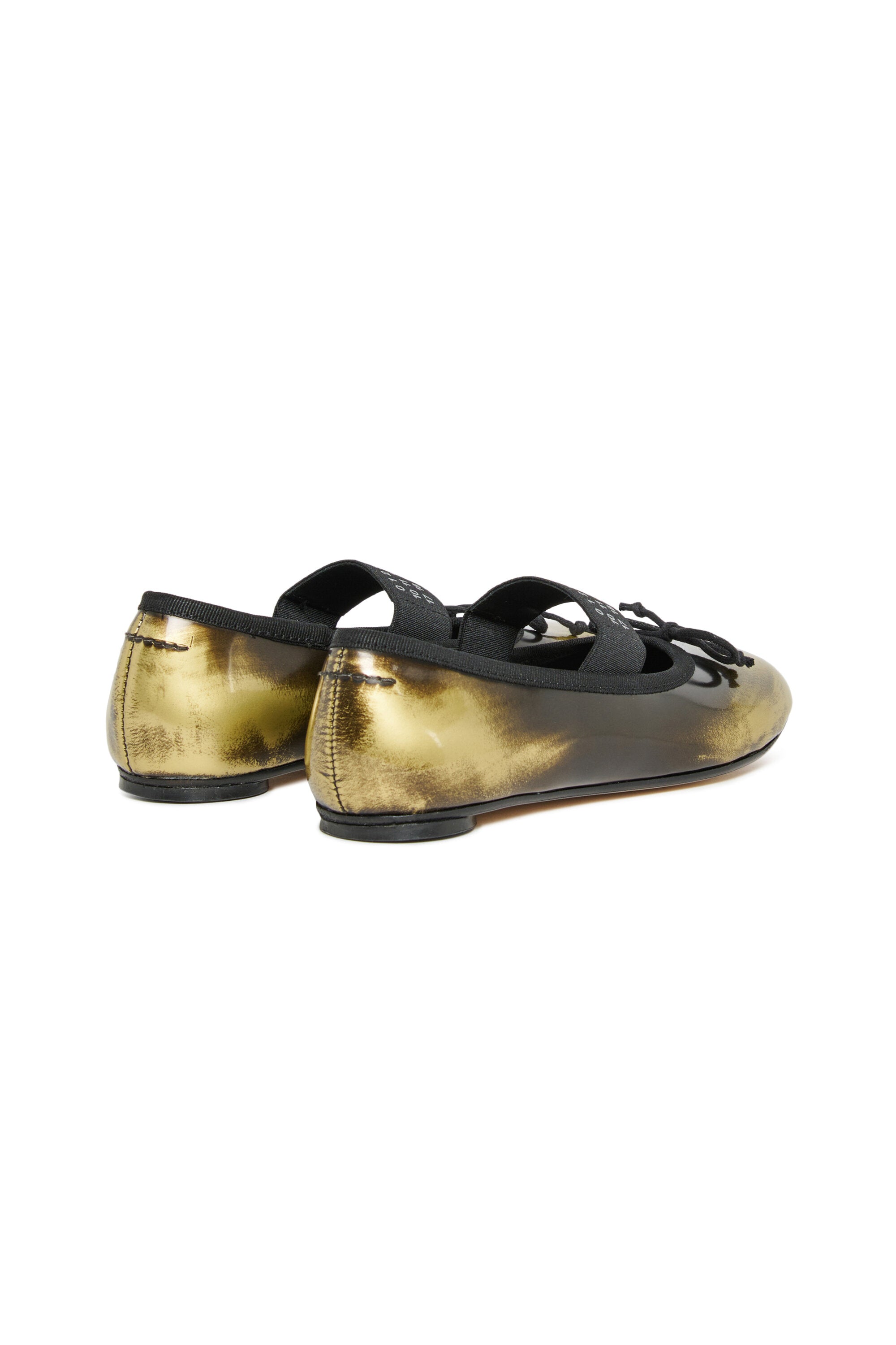 Zweifarbige Leder-Ballet Flats
