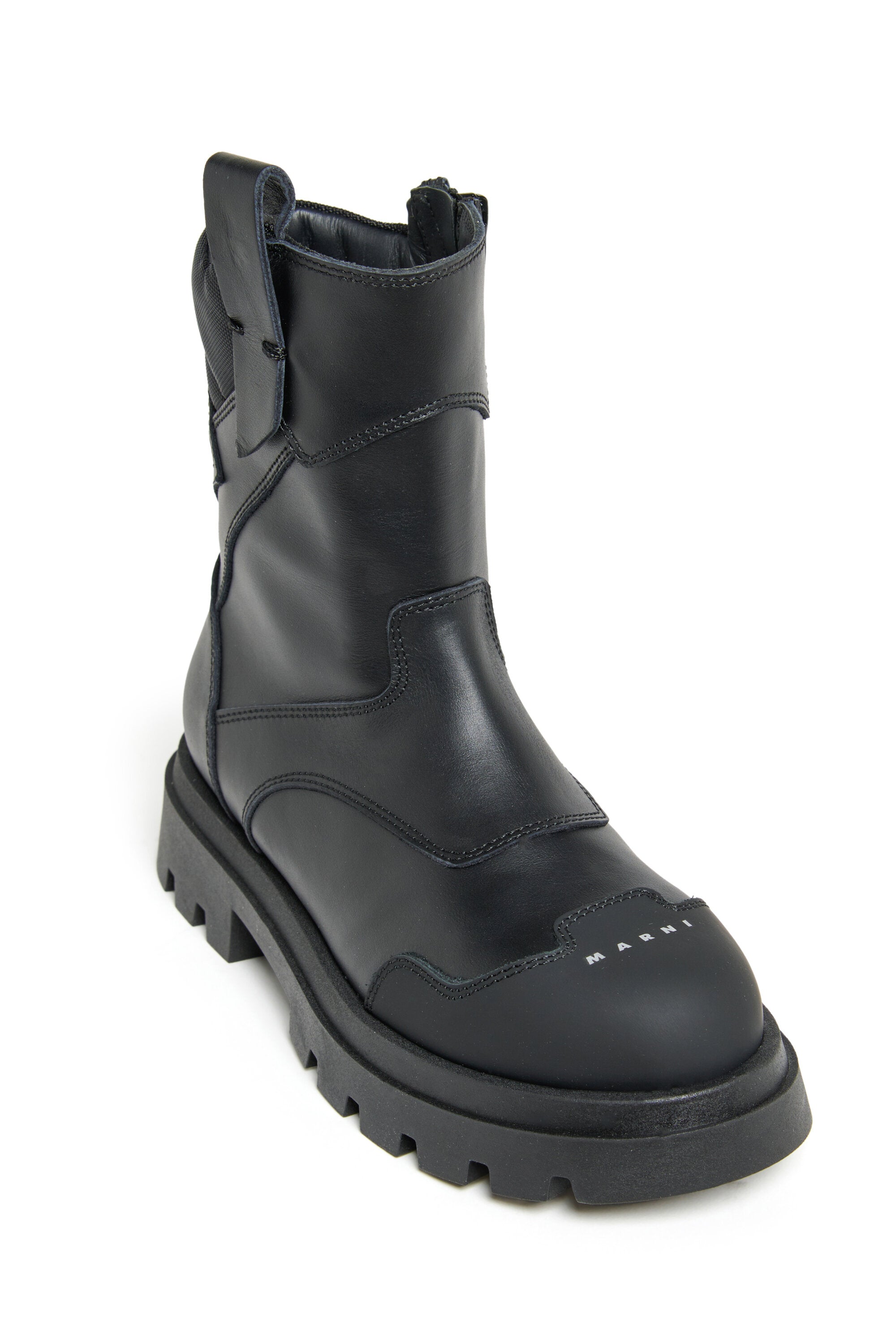 Niedrige Lederstiefel mit Logo