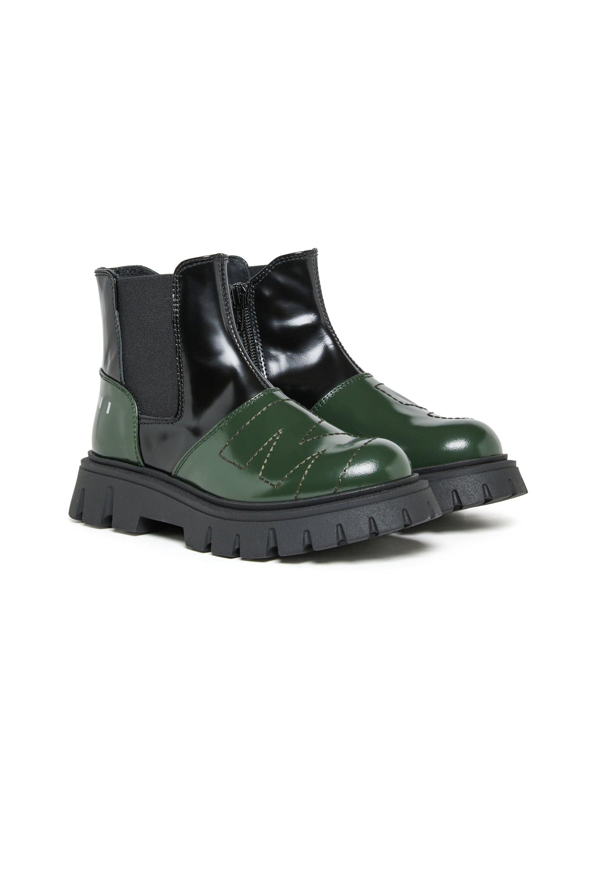 Zweifarbige Chelsea-Stiefel aus Leder