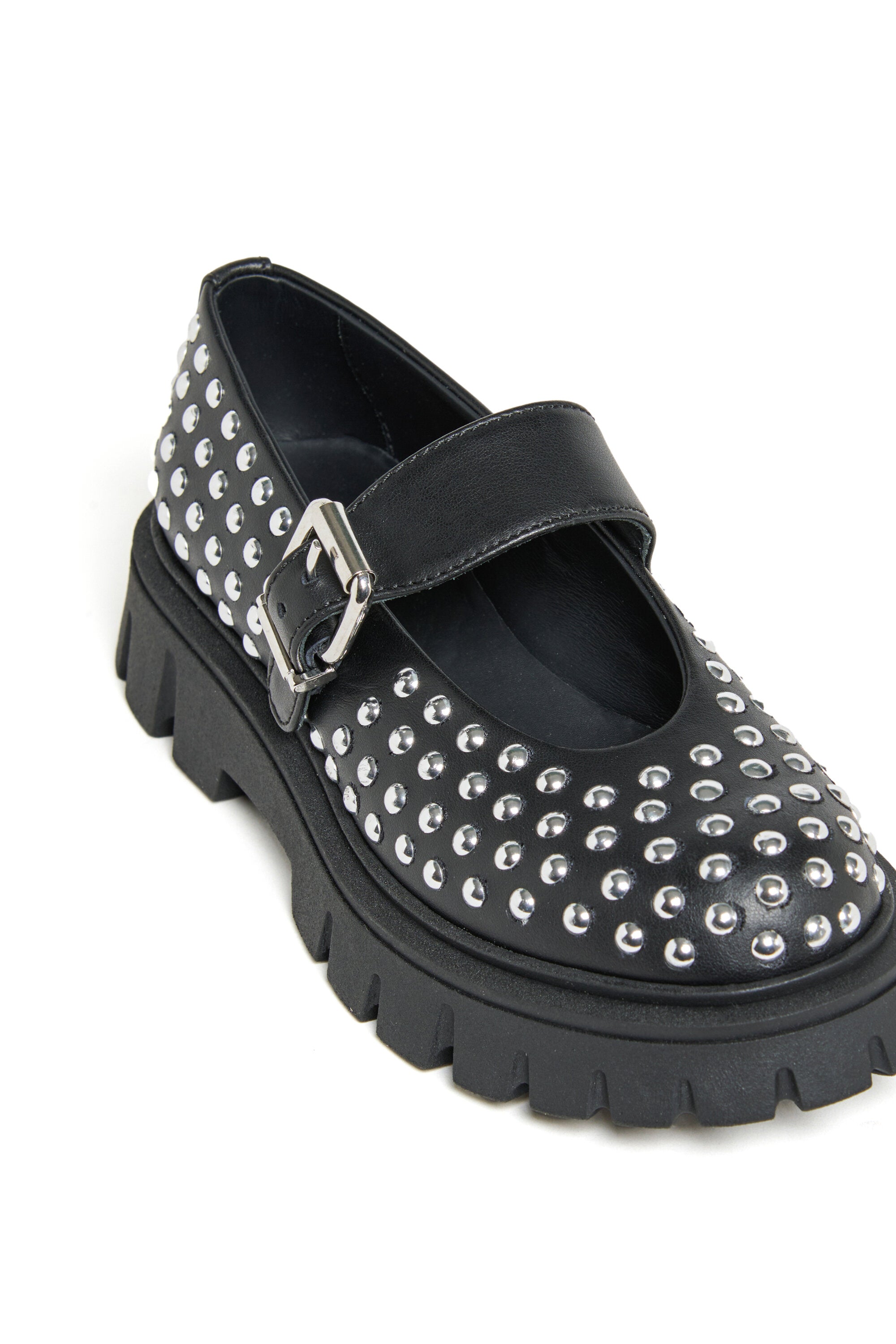 Scarpe Mary Jane in pelle con borchie