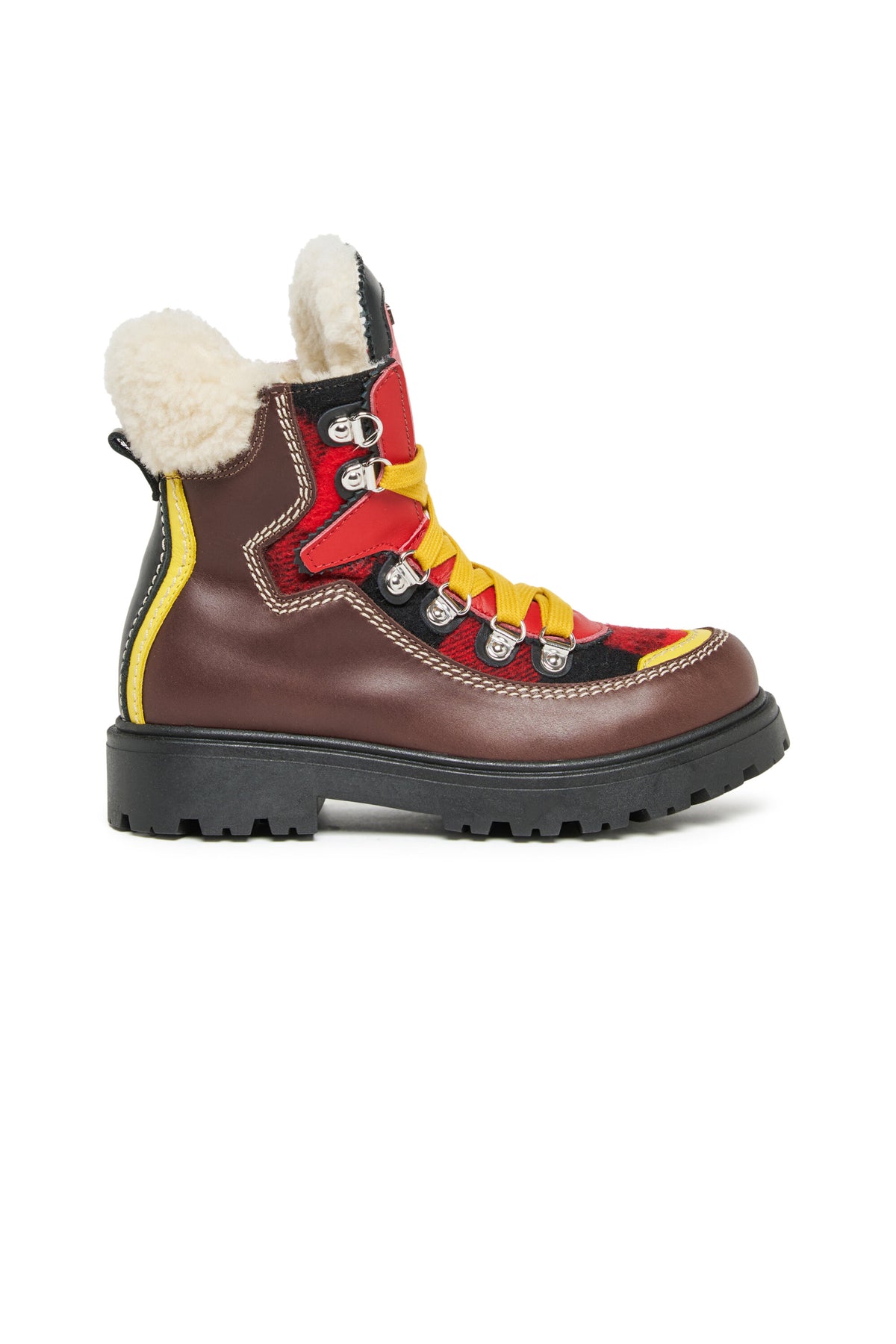 Colorblock-Wanderstiefel aus Leder