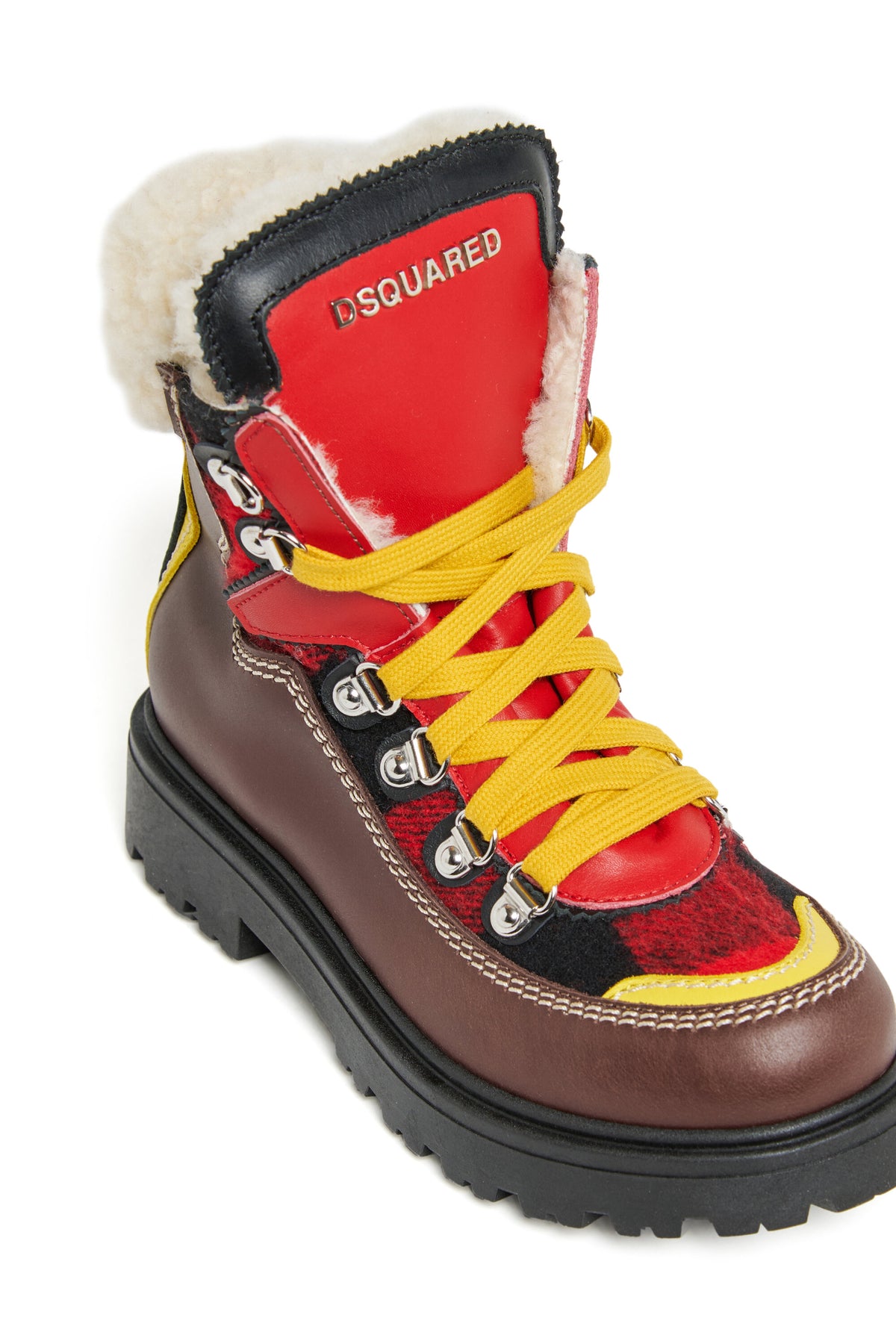Colorblock-Wanderstiefel aus Leder