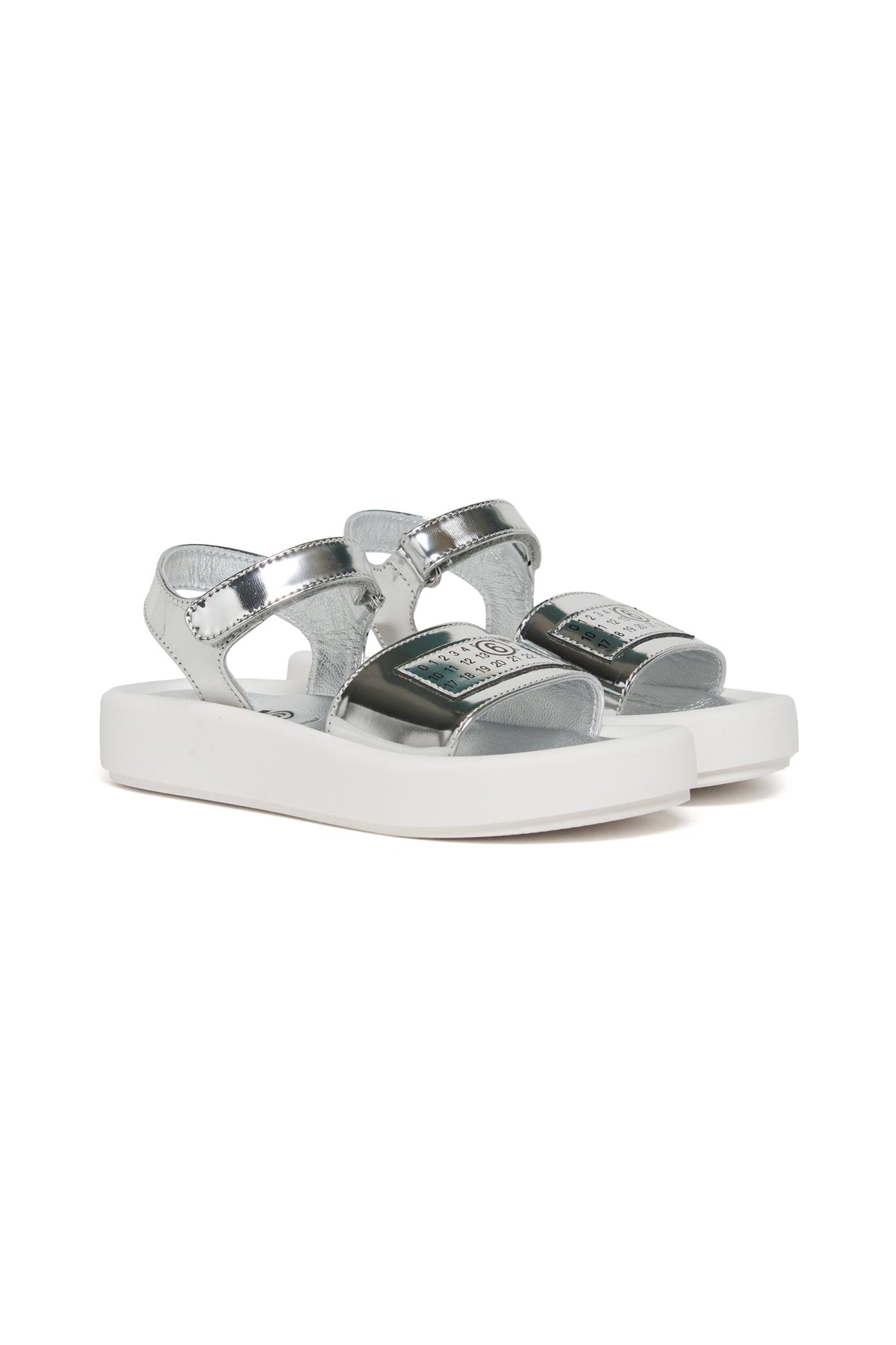 Metallic sandals with logo
