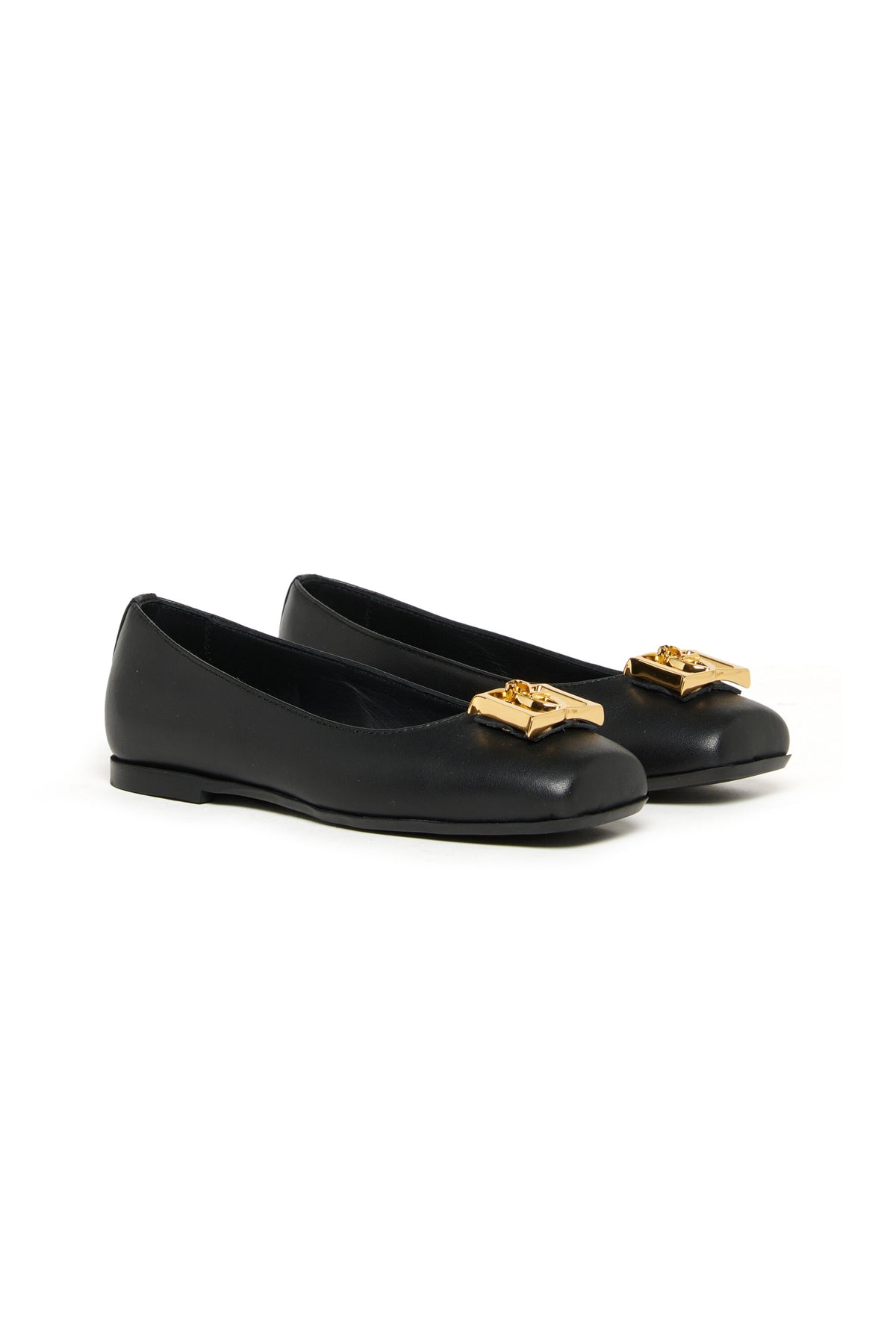Ballerina in pelle con logo