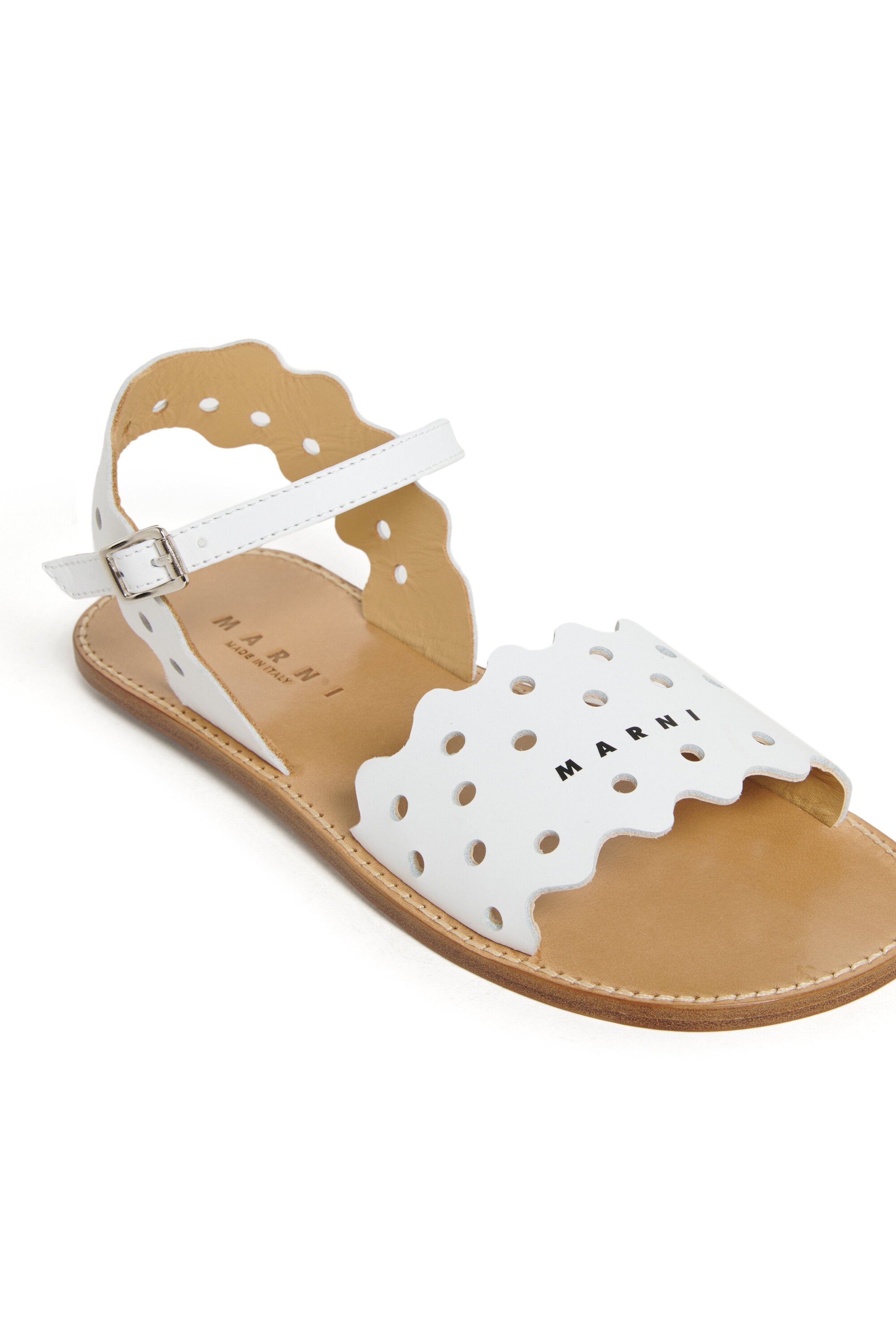 Perforated sandals with logo