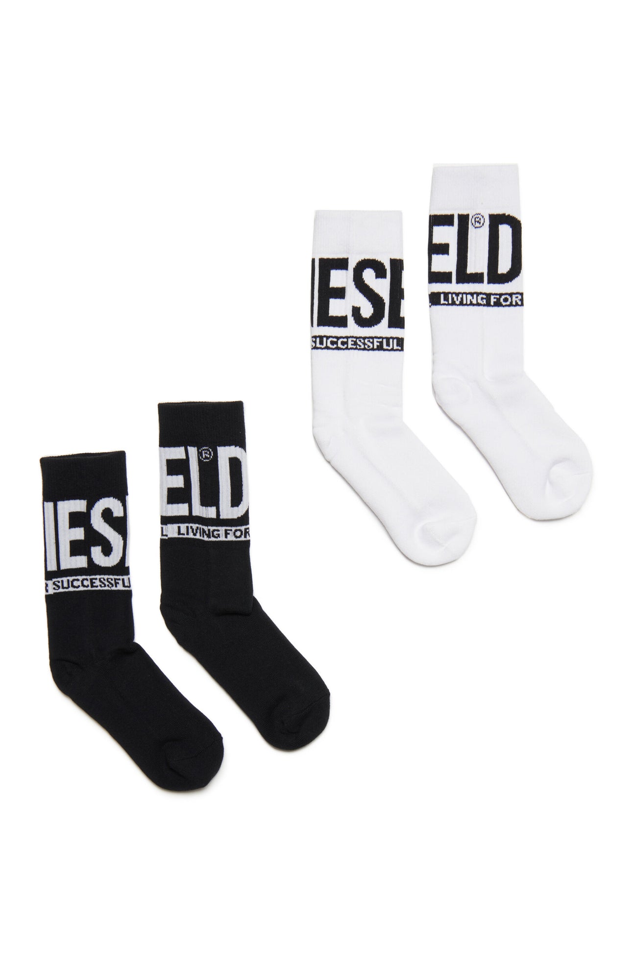 Pack de dos pares de calcetines en blanco y negro con logotipo 