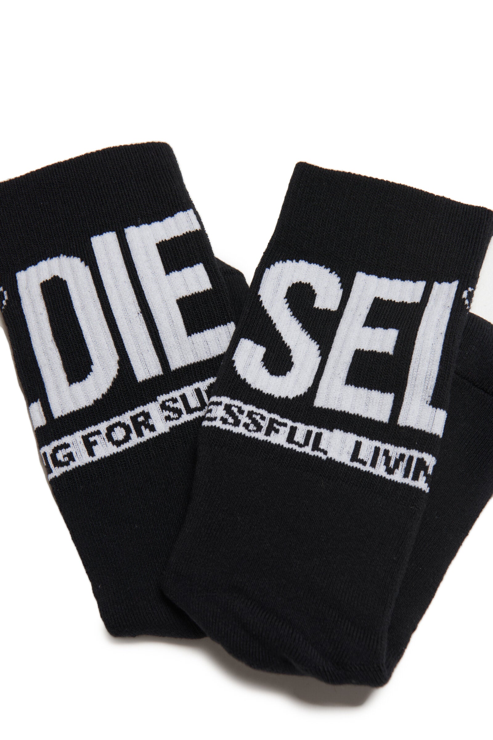 Set of two pairs of black and white logo socks