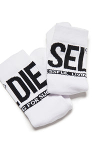 Set of two pairs of black and white logo socks
