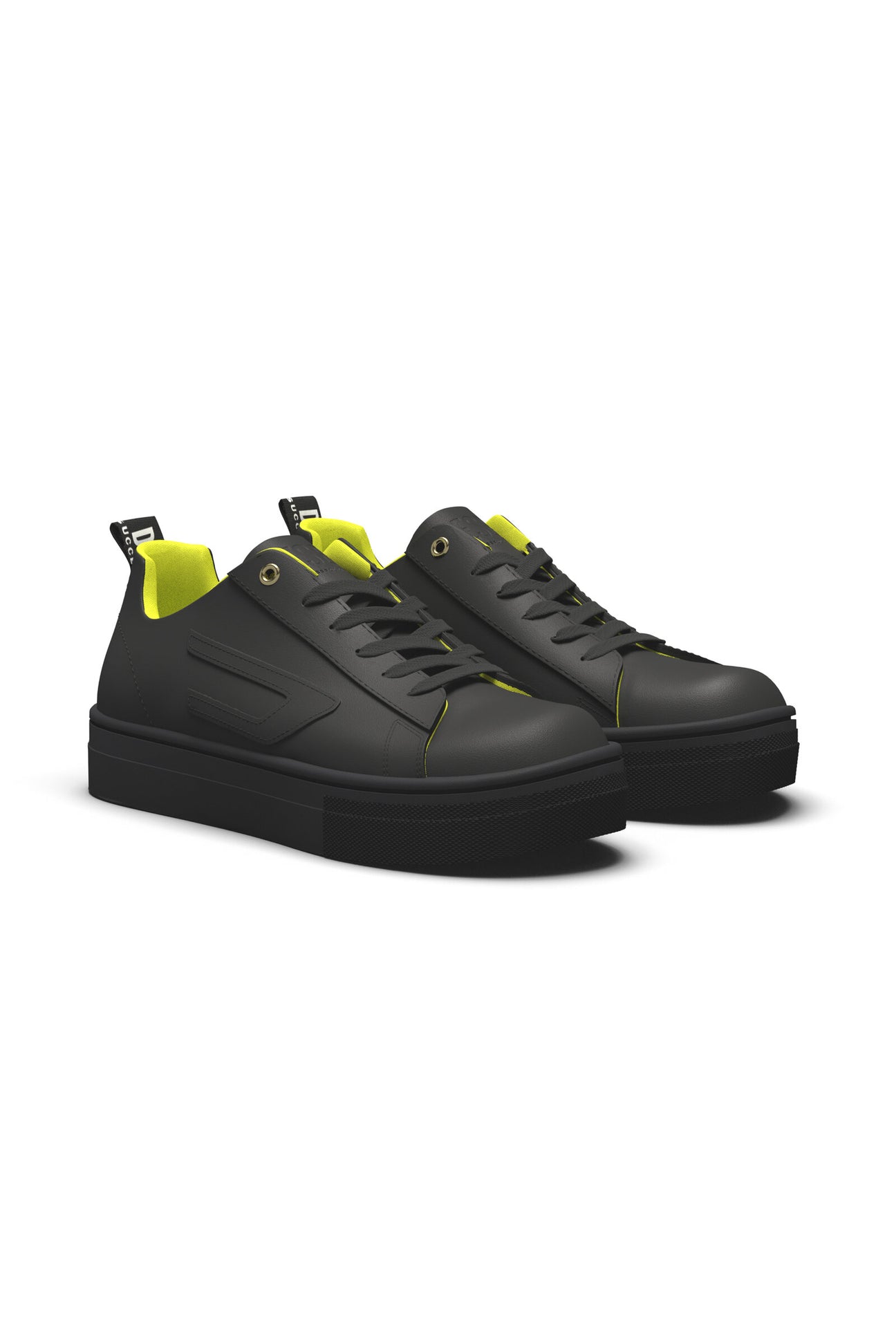 Black leather sneakers with embossed D Black leather sneakers with embossed D